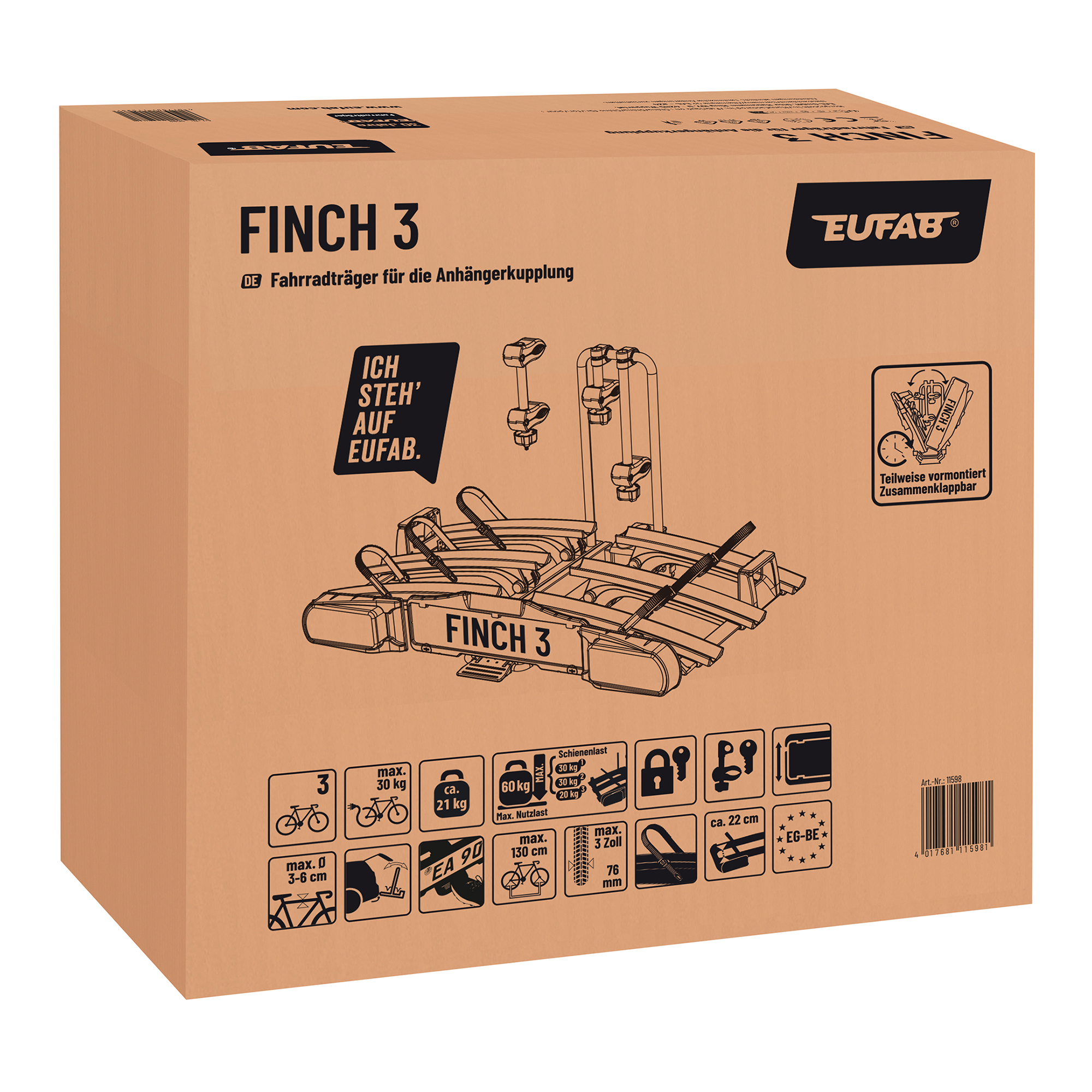 Fahrradträger 'Finch' für 3 Fahrräder 60 kg