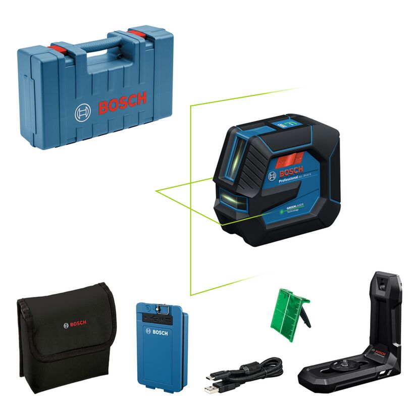 Linienlaser 'GLL 20-22G Professional' mit Akku, Tasche und Laserzieltafel
