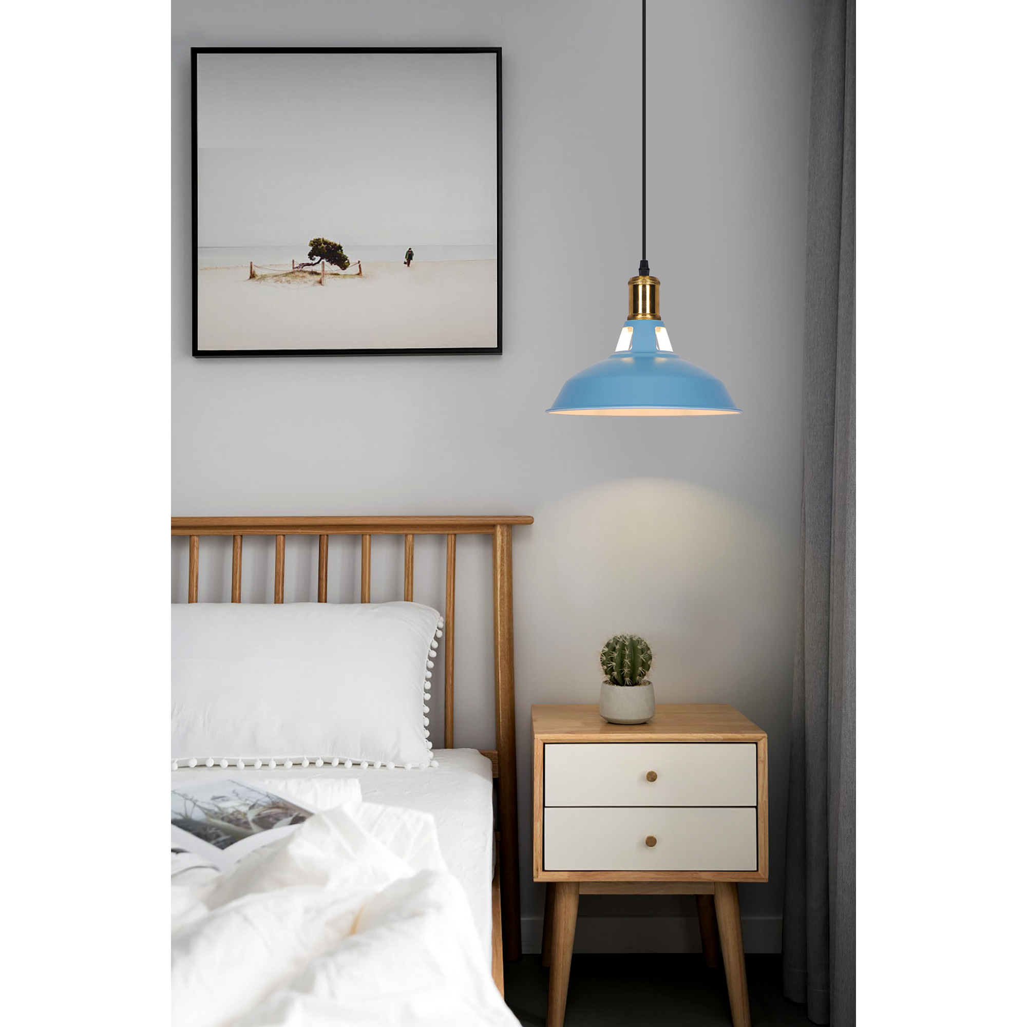 Pendelleuchte 'Eliana' Metall blau Ø 27 cm