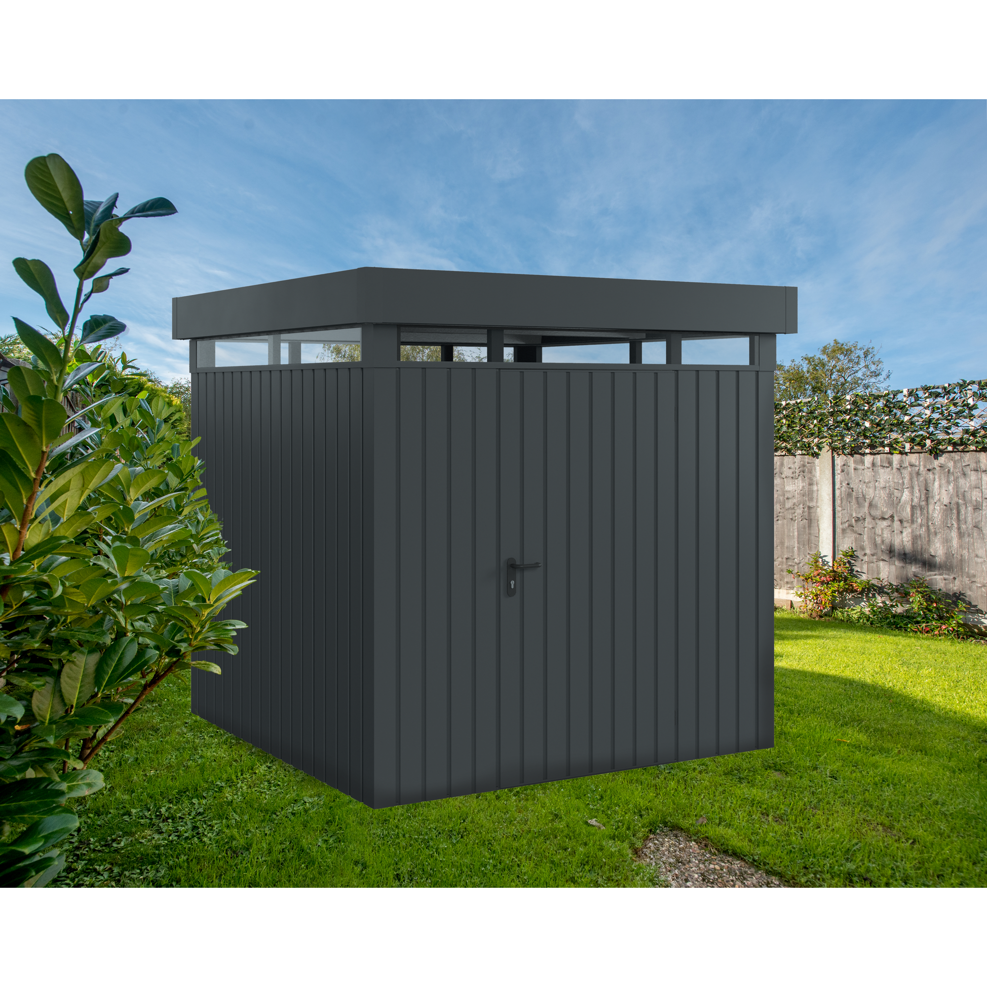 Gerätehaus 'Euroline EFD5 Trend' anthrazitgrau 229 x 229 x 218 cm, Einzeltür, Lichtband