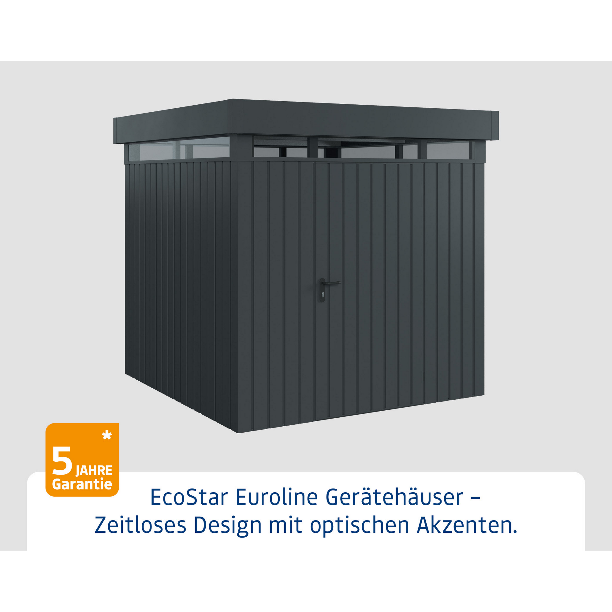 Gerätehaus 'Euroline EFD5 Trend' anthrazitgrau 229 x 229 x 218 cm, Einzeltür, Lichtband