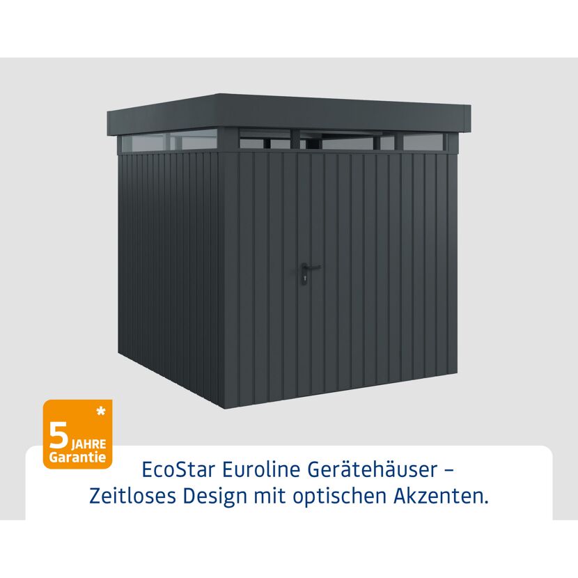 Gerätehaus 'Euroline EFD5 Trend' anthrazitgrau 229 x 229 x 218 cm, Einzeltür, Lichtband