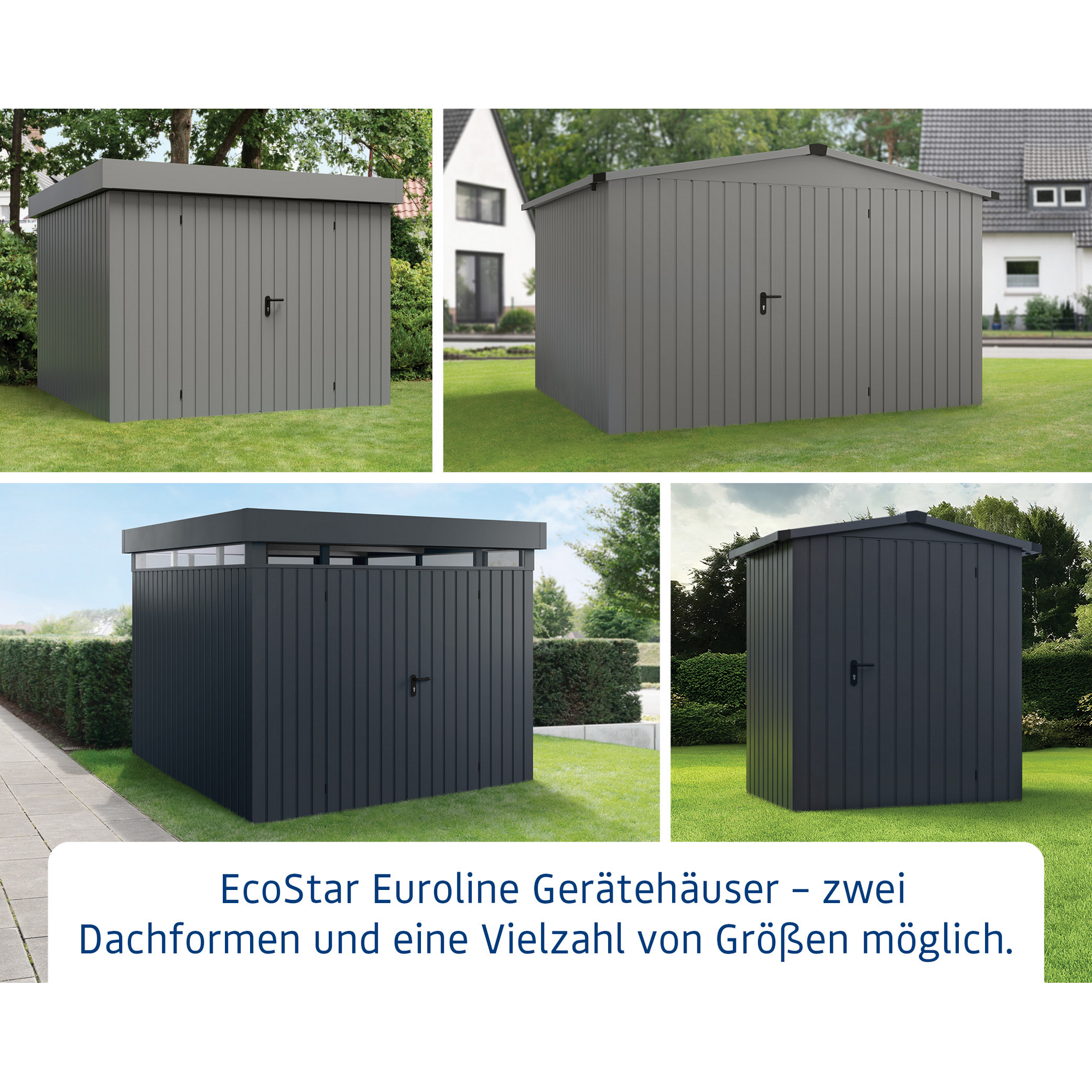 Gerätehaus 'Euroline EFD5 Trend' anthrazitgrau 229 x 229 x 218 cm, Einzeltür, Lichtband