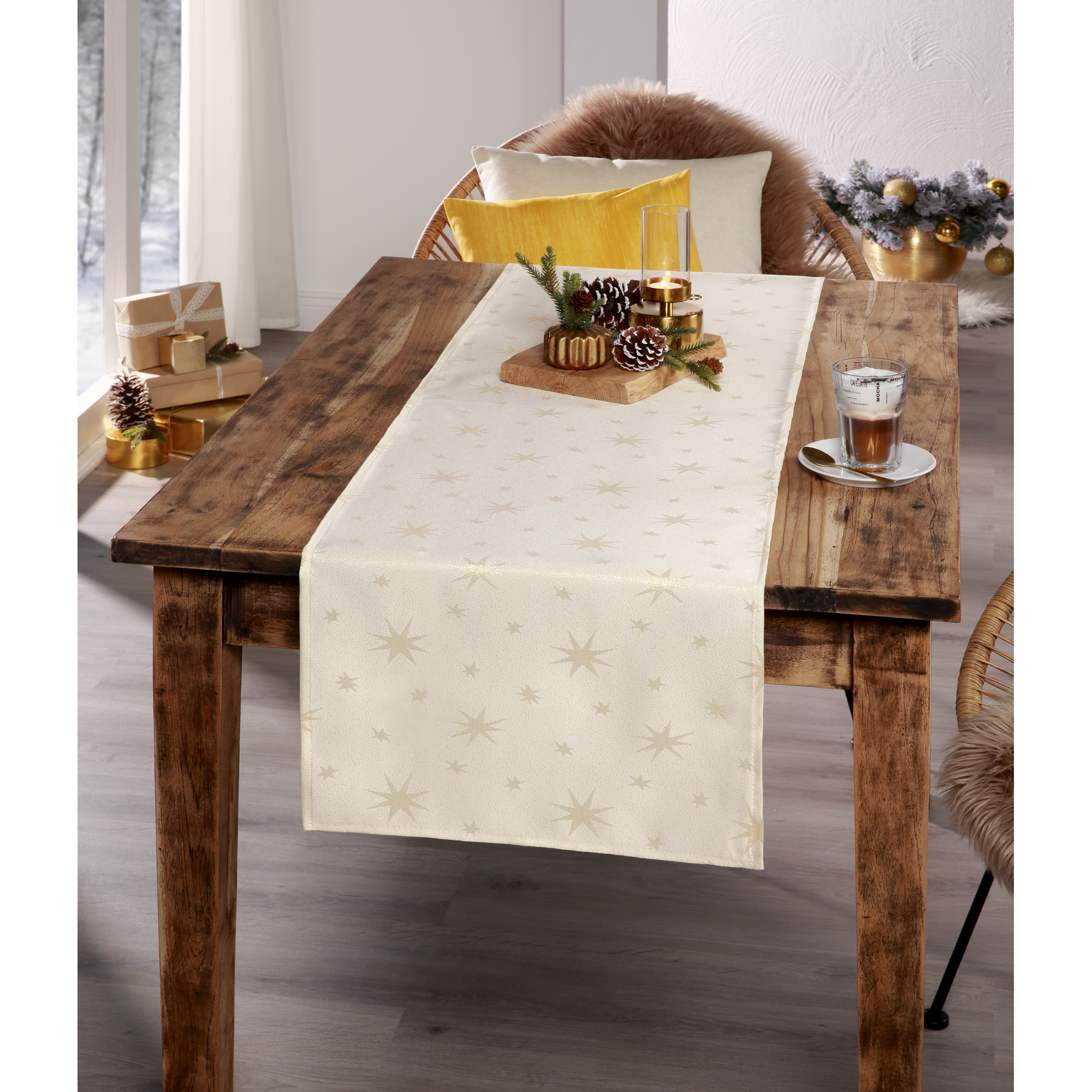 Tischläufer 'Stellato' champagner 150 x 40 cm