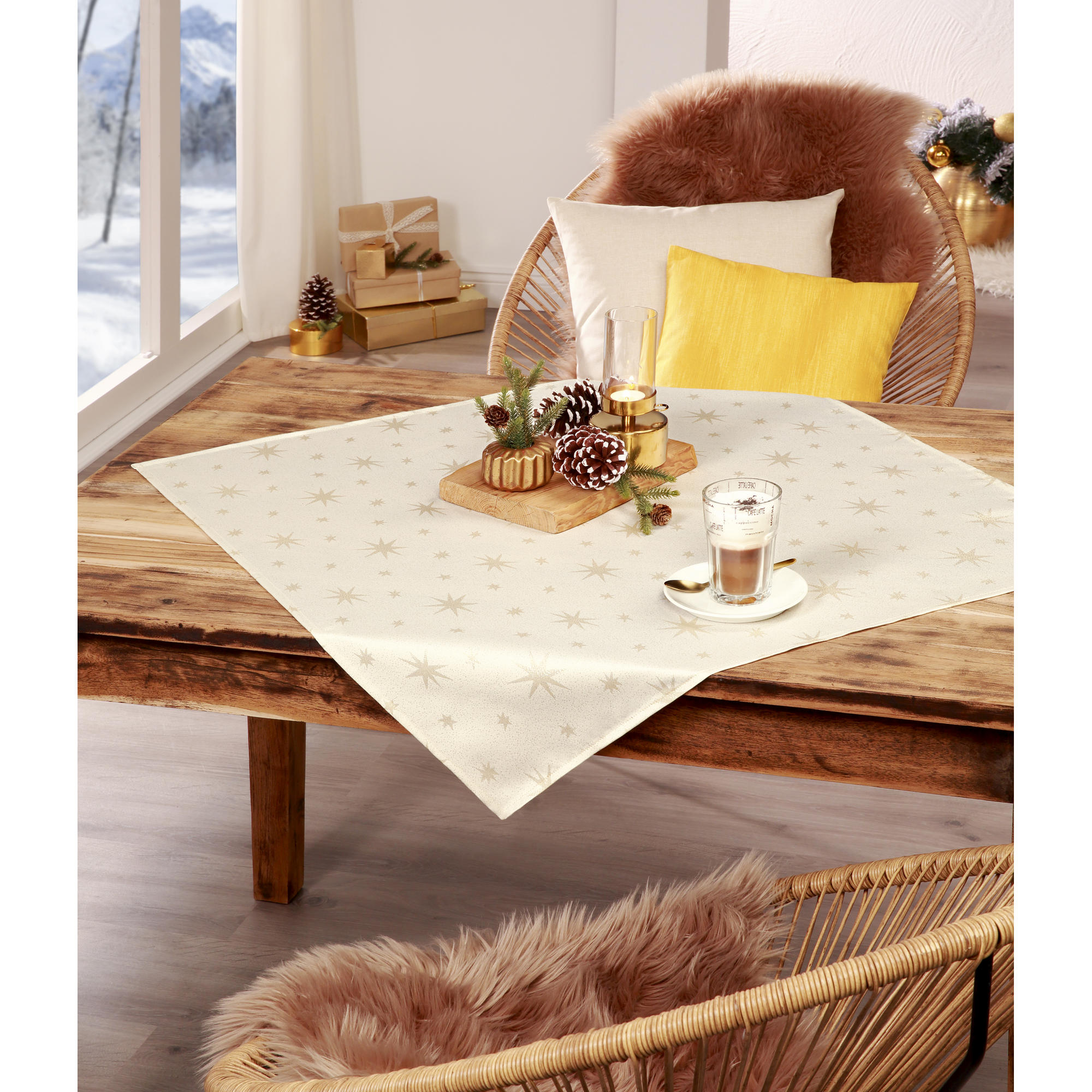 Mitteldecke 'Stellato' champagner 80 x 80 cm