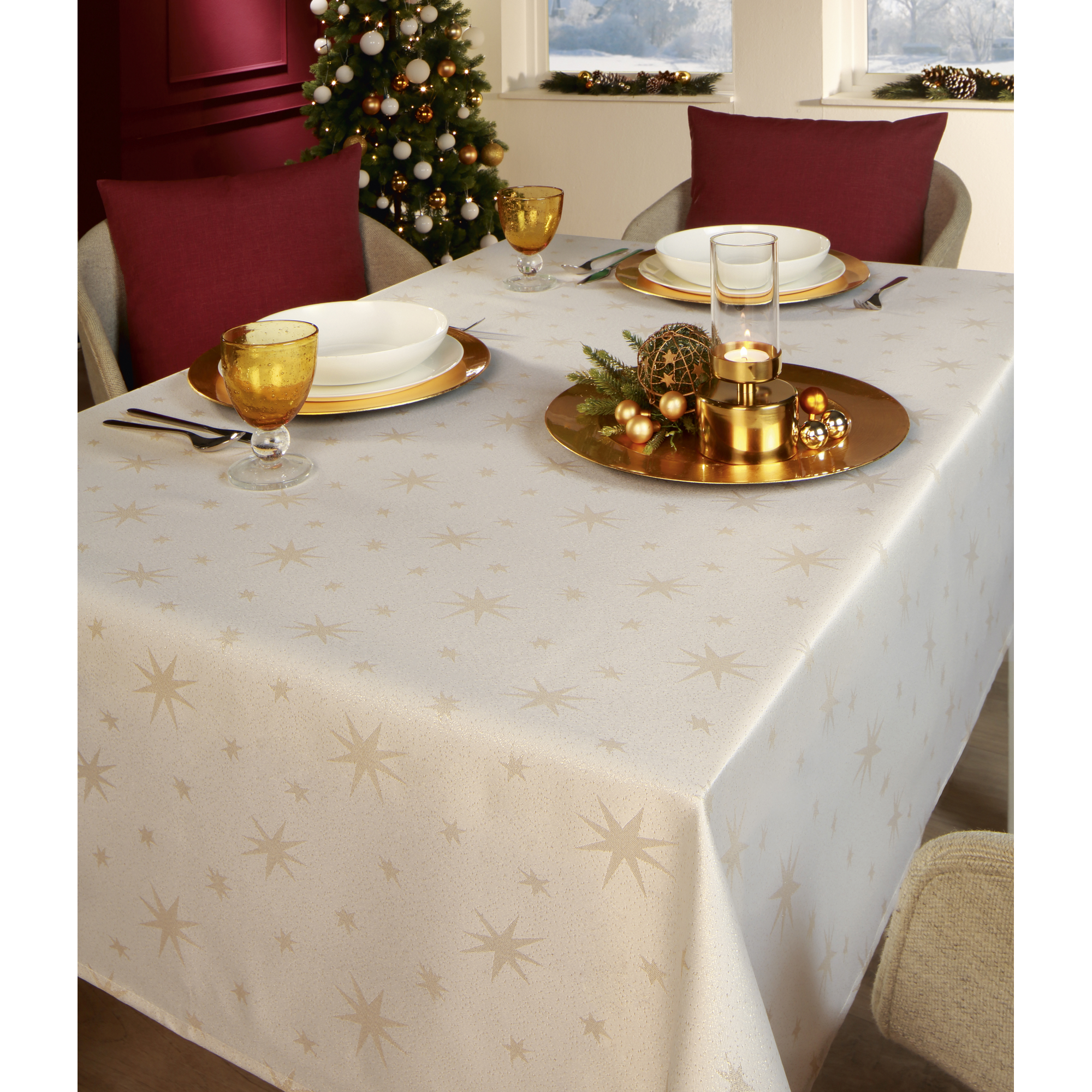 Tischdecke 'Stellato' champagner 160 x 130 cm