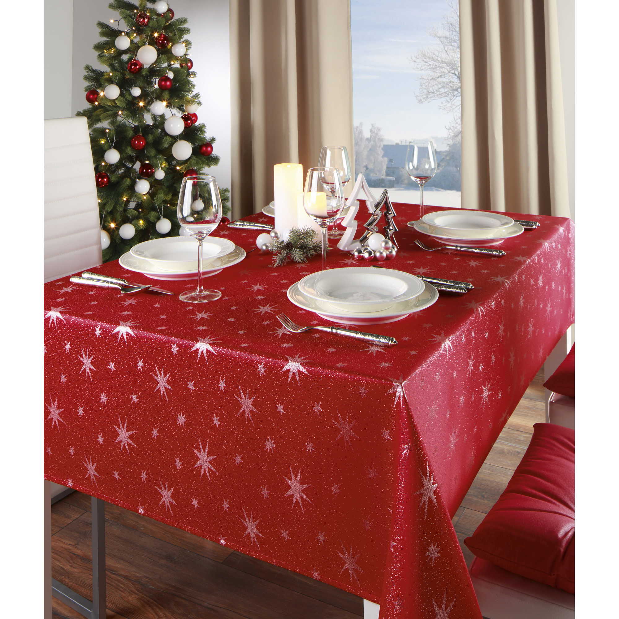 Tischdecke 'Stellato' rot 160 x 130 cm
