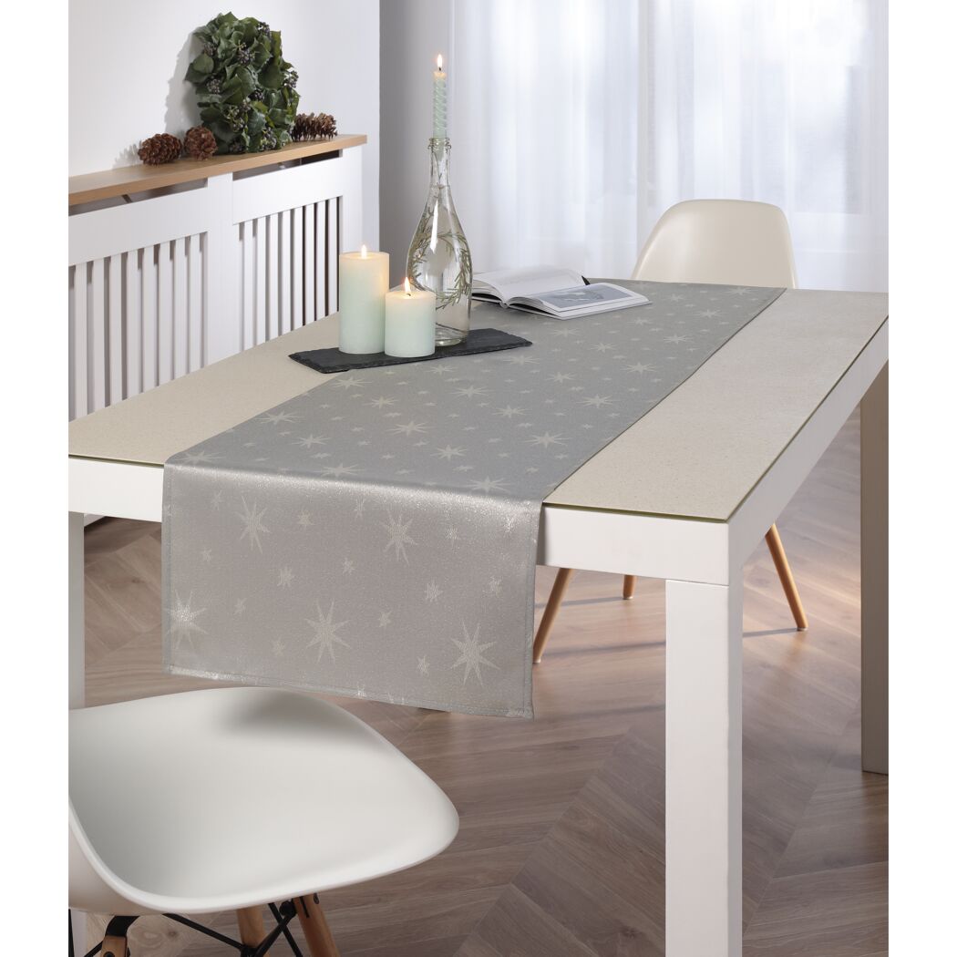 Tischläufer 'Stellato' silbergrau/silber 150 x 40 cm