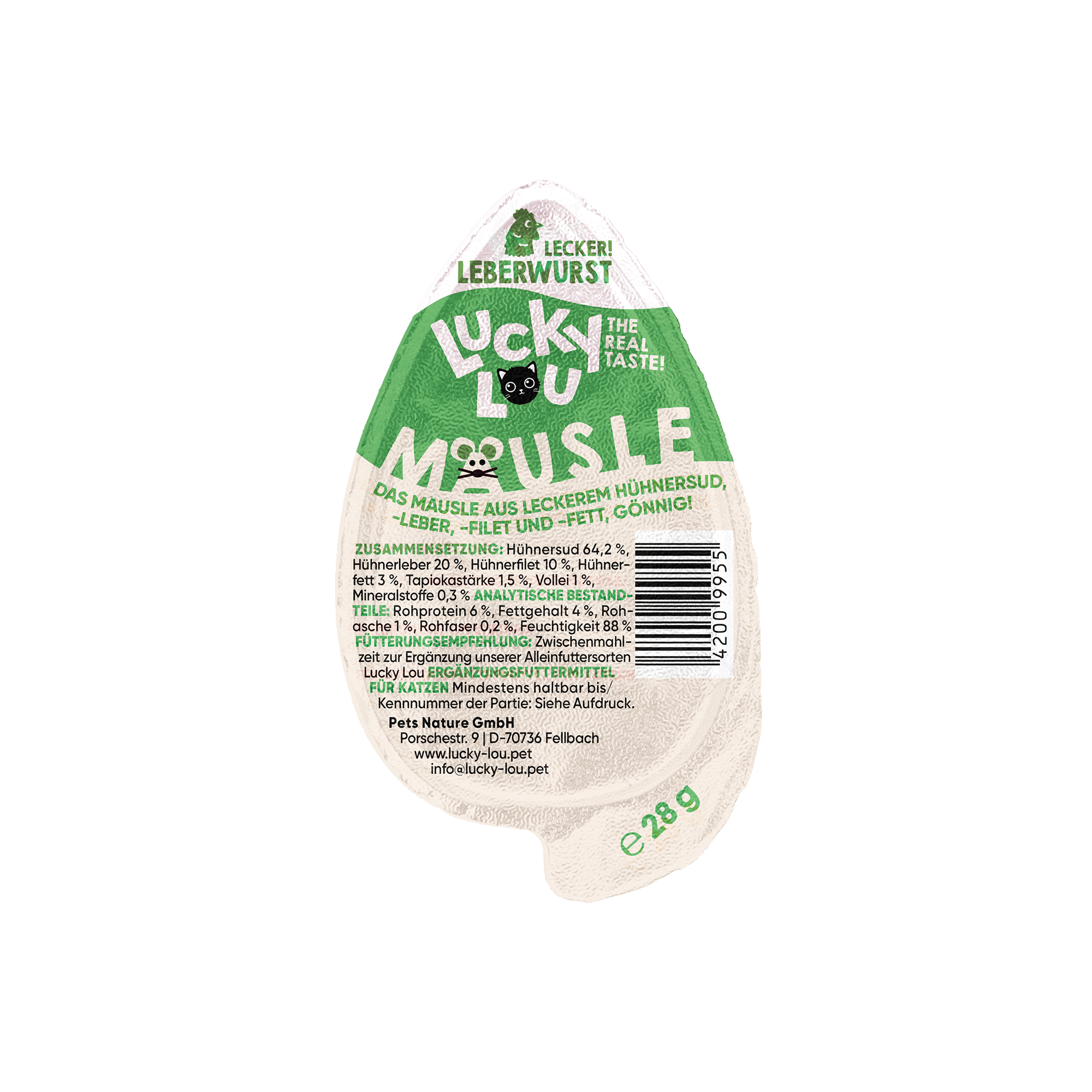 Katzenfutter Mäusle Leberwurst 28 g