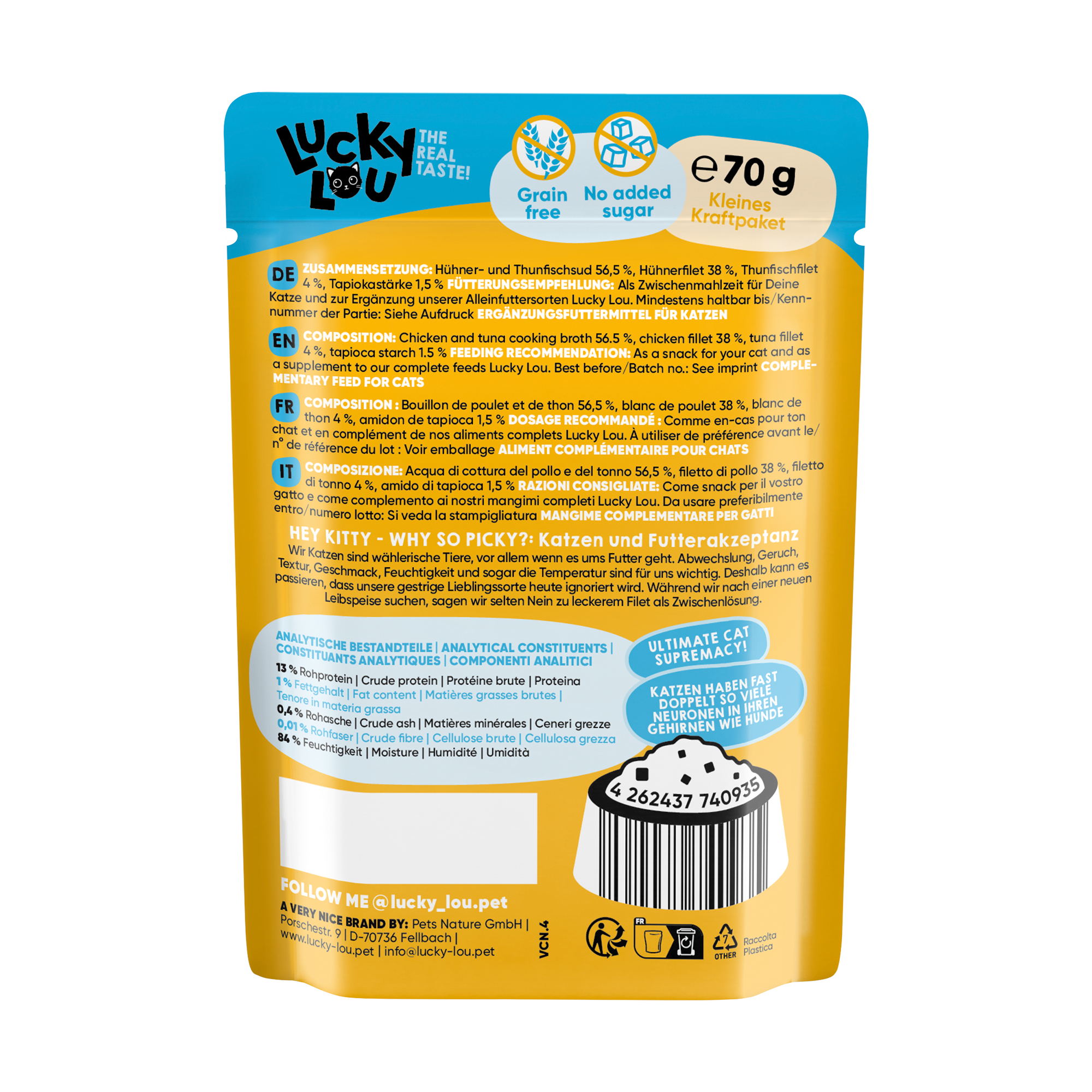 Katzenfutter Hühner & Thunfisch in Broth 70 g