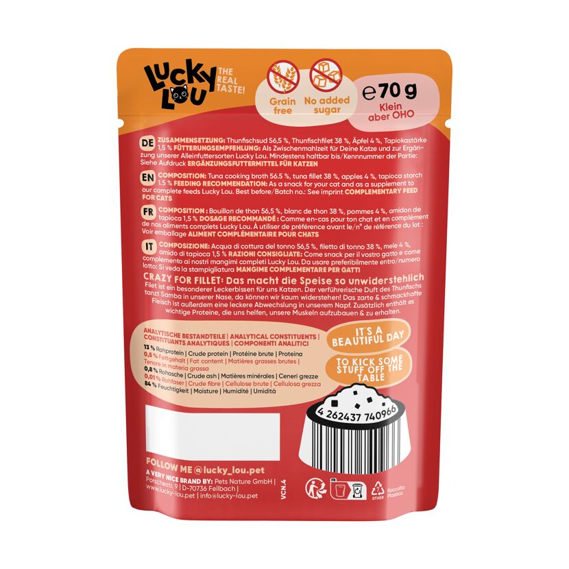 Katzenfutter Thunfisch Apfel in Broth 70 g