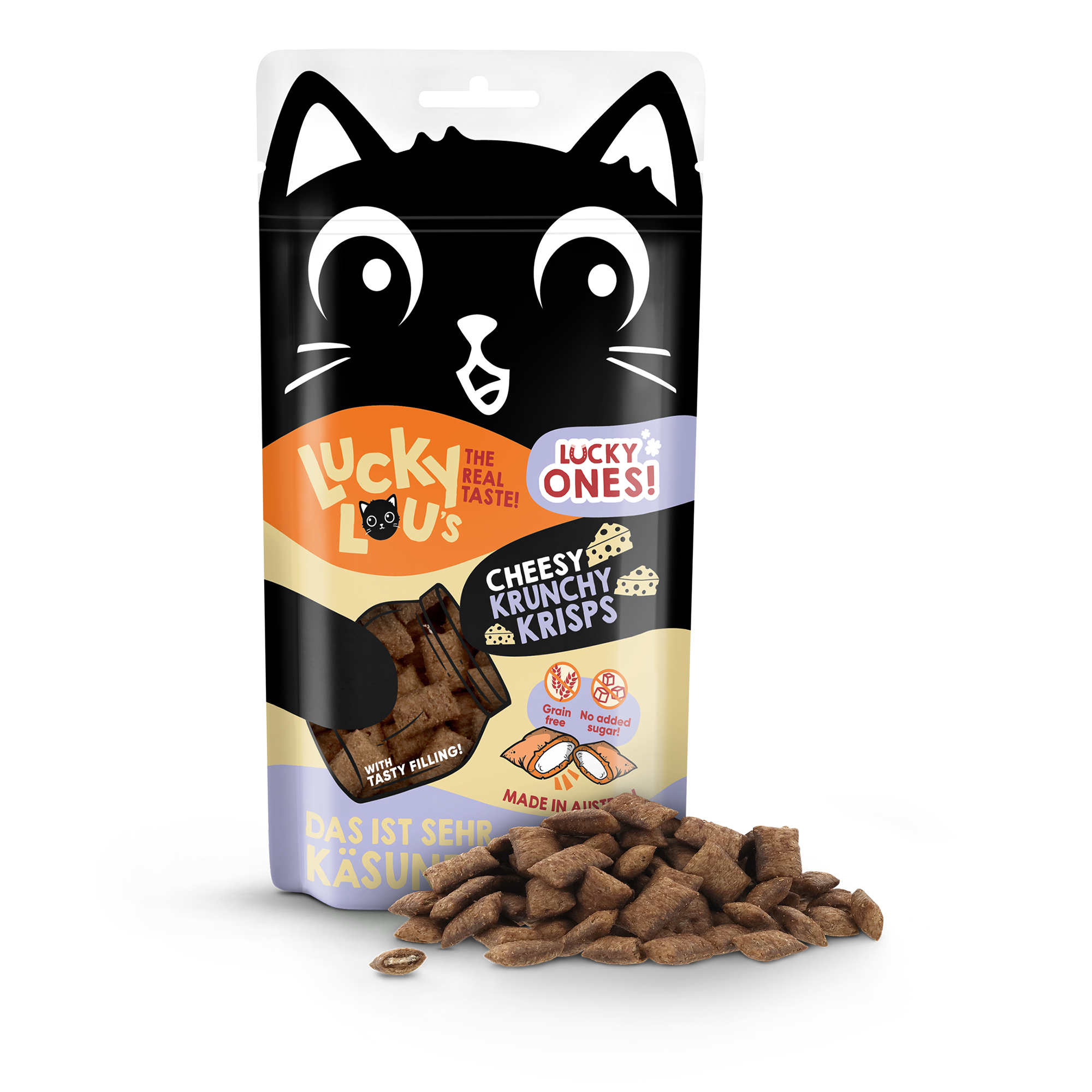 Katzenfutter Lucky Ones Krunchy Krisps Huhn, Käse