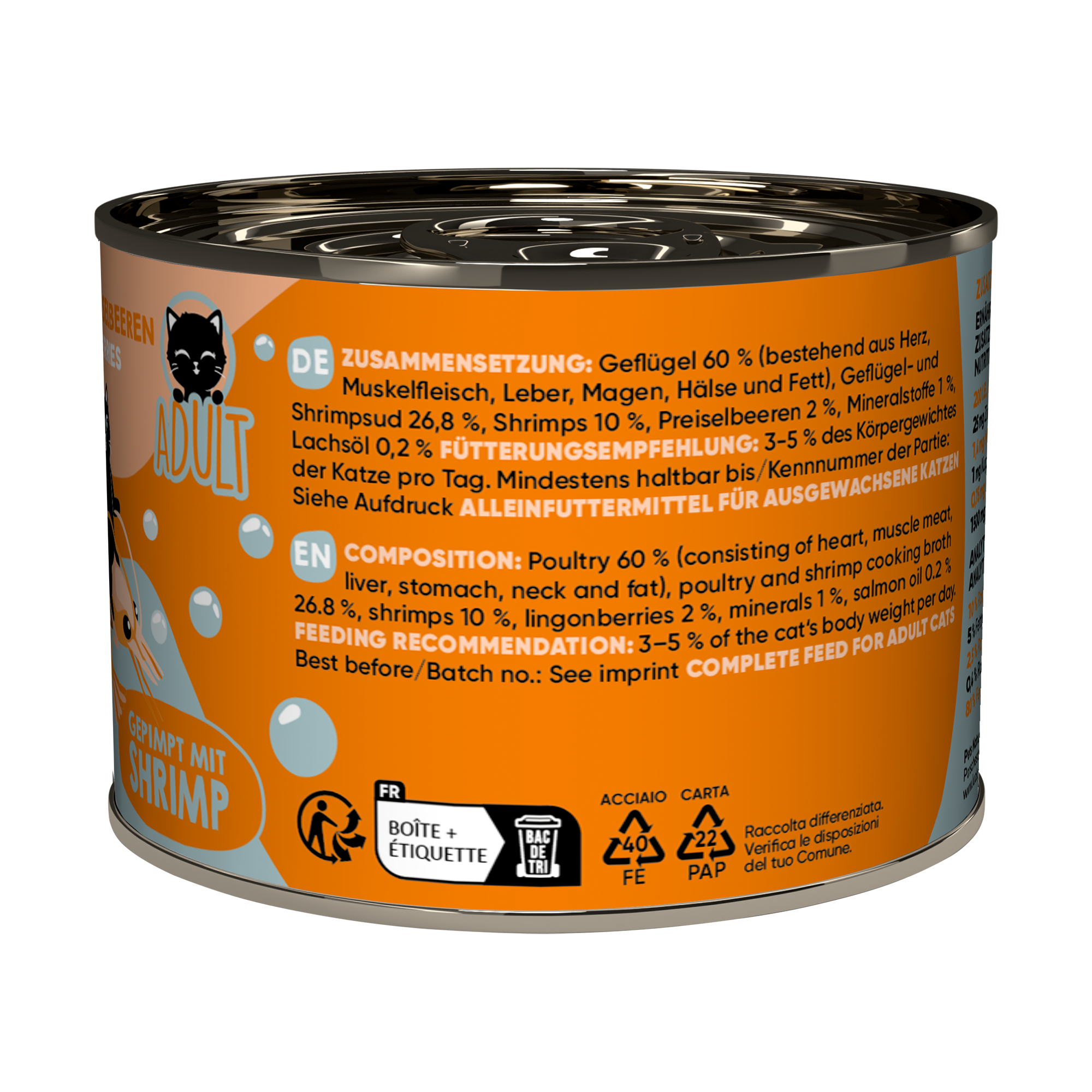 Katzenfutter Adult Geflügel, Shrimps 200 g