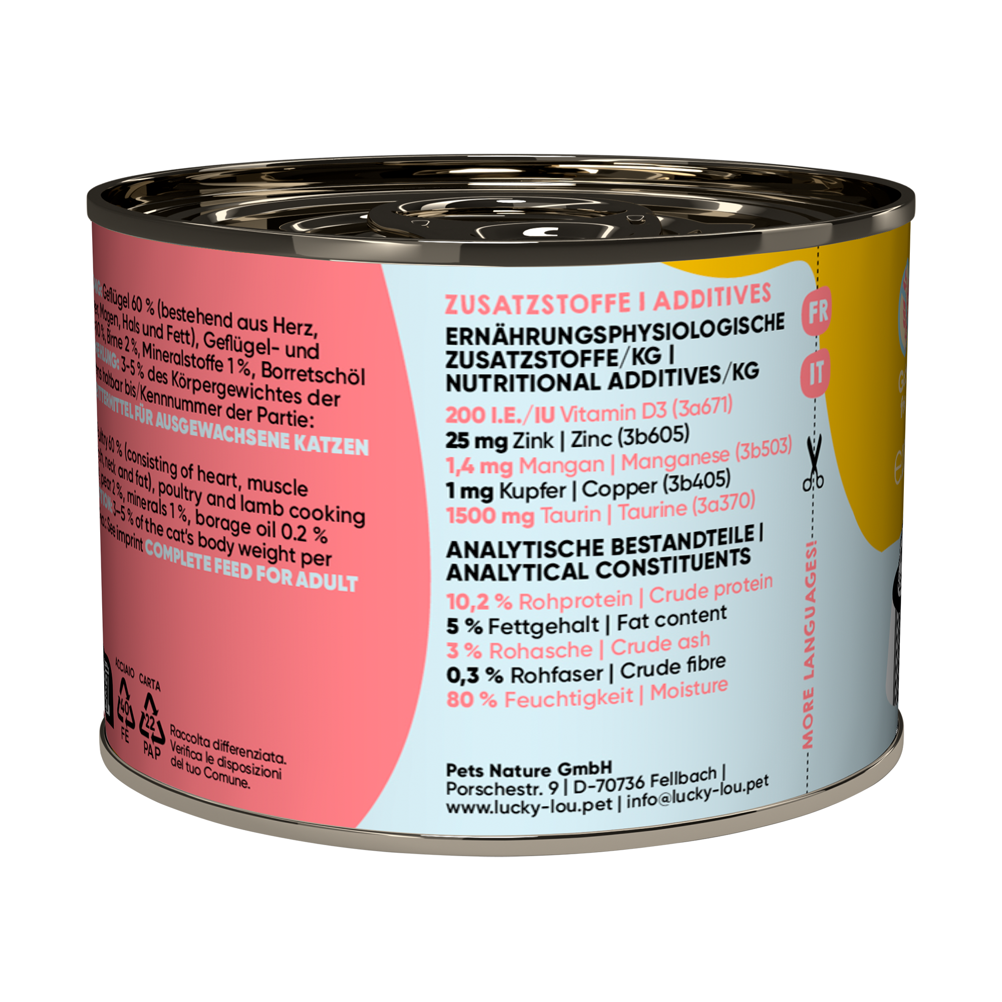 Katzenfutter Adult Geflügel, Lamm 200 g