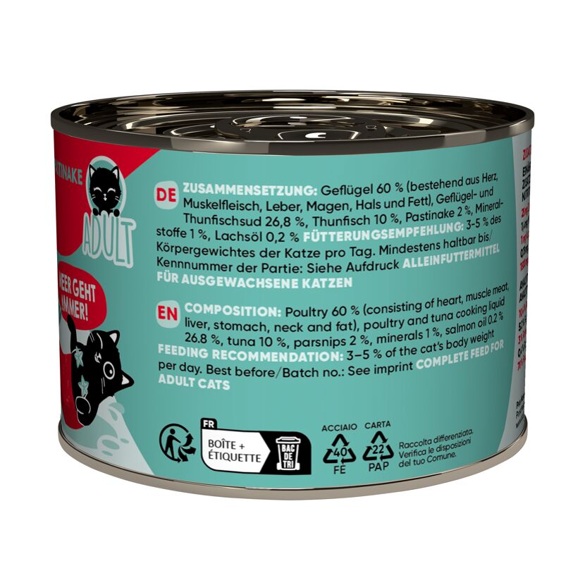Katzenfutter Adult Geflügel, Thunfisch 200 g