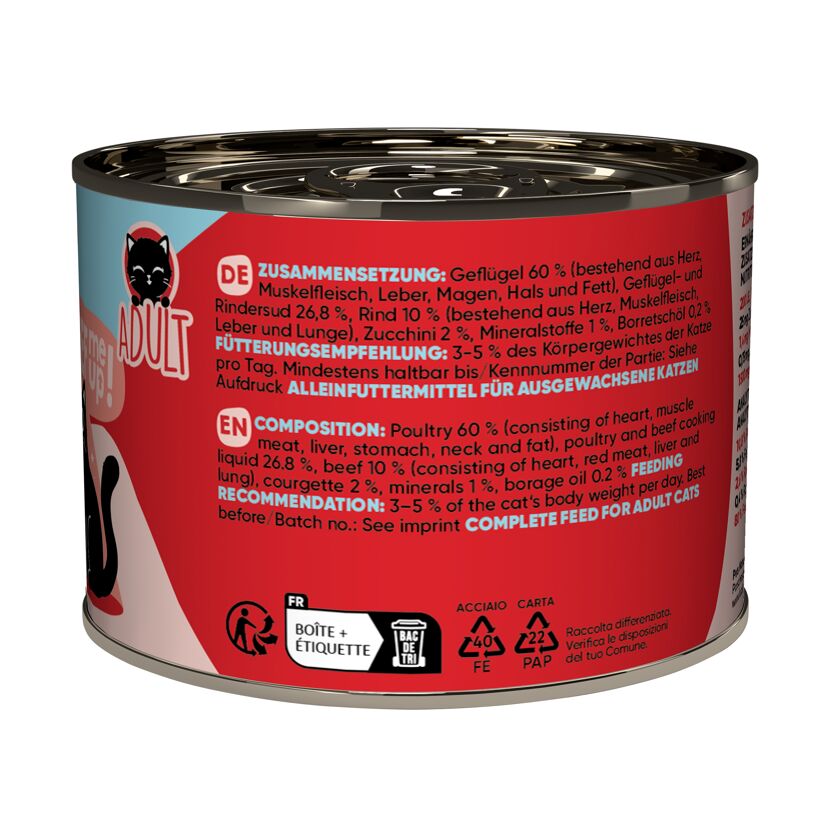Katzenfutter Adult Geflügel, Rind 200 g