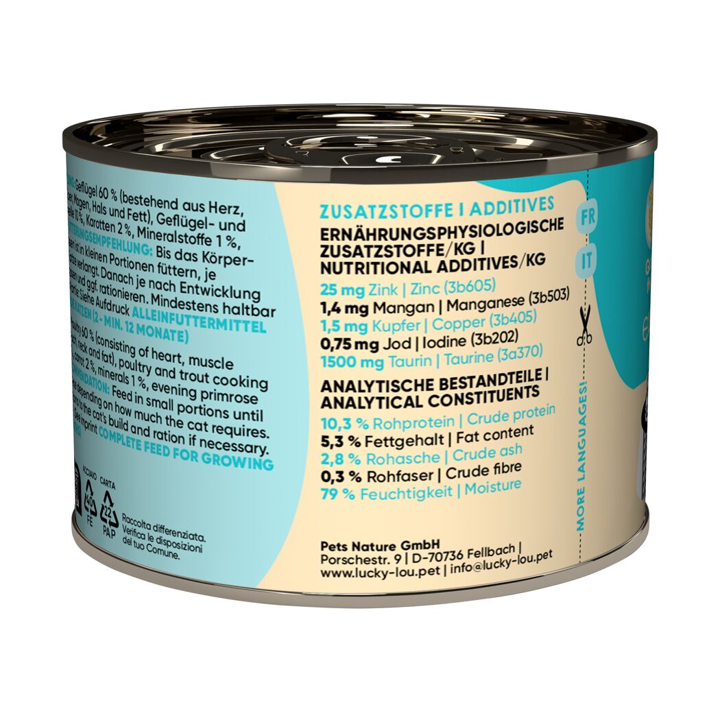 Katzenfutter Kitten Geflügel, Forelle 200 g