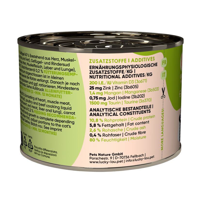 Katzenfutter Kitten Geflügel, Rind 200 g