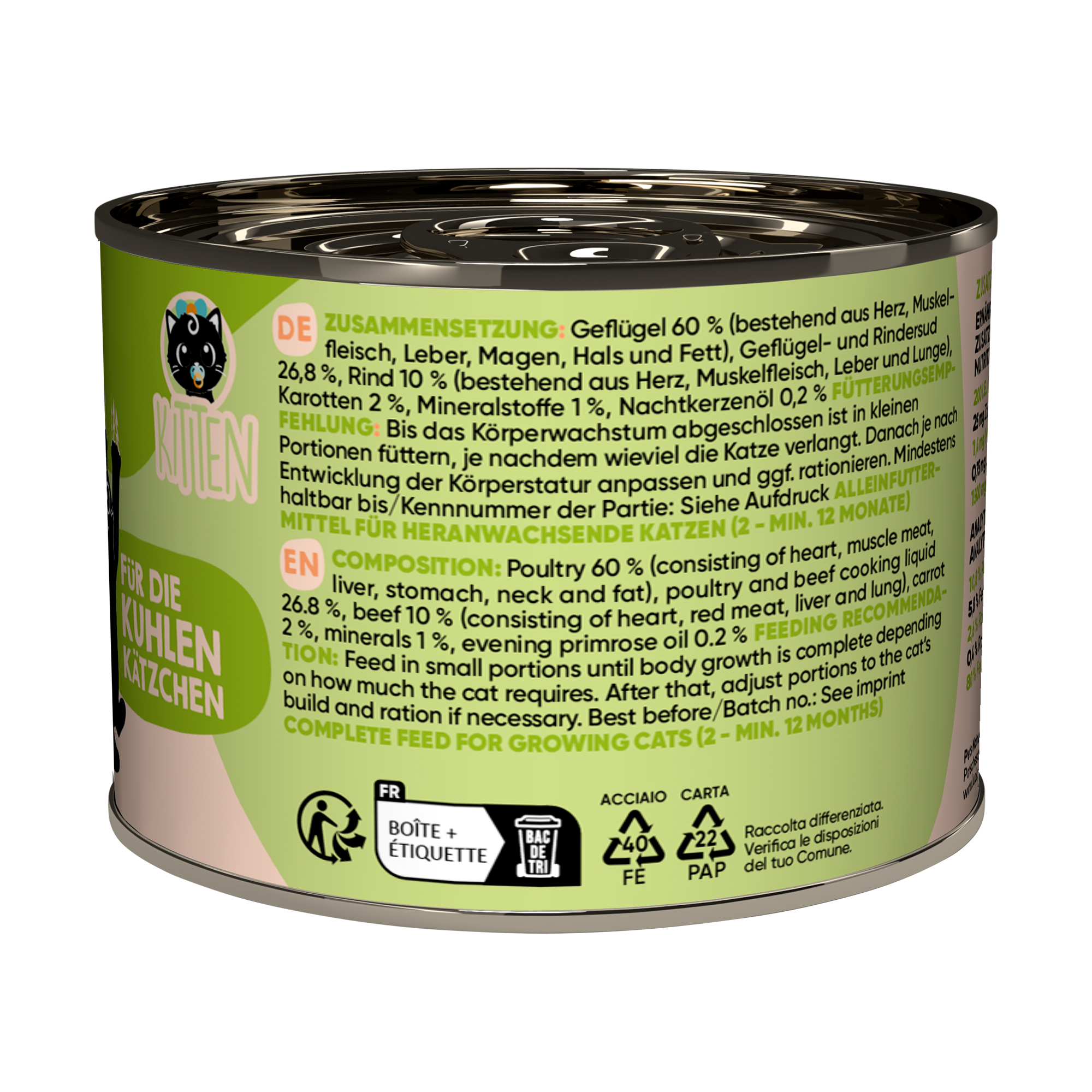 Katzenfutter Kitten Geflügel, Rind 200 g