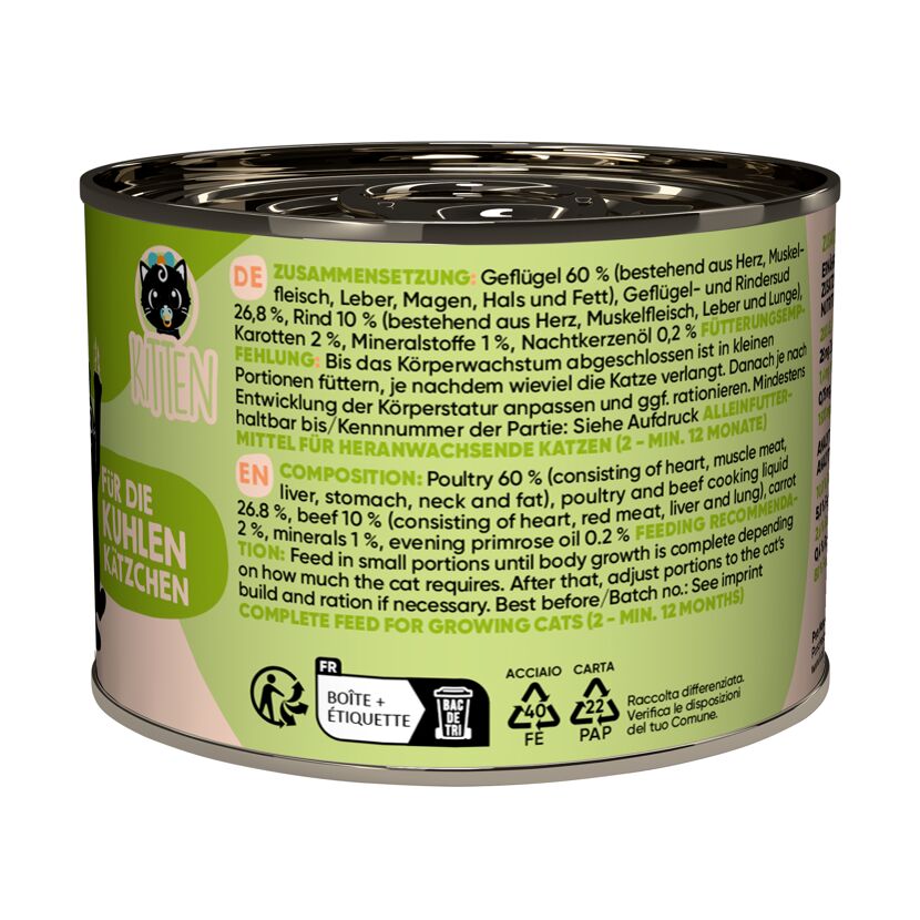 Katzenfutter Kitten Geflügel, Rind 200 g