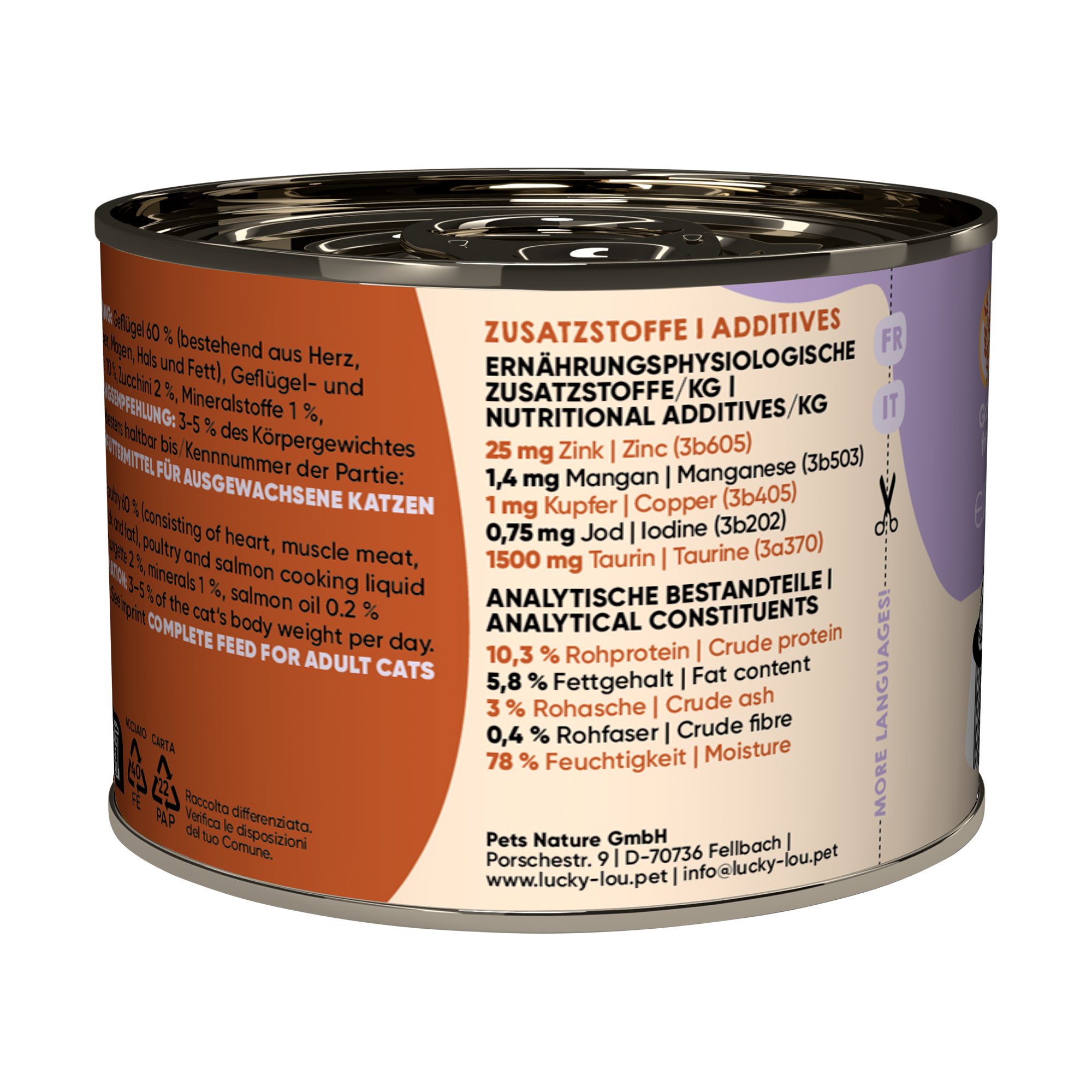 Katzenfutter Adult Geflügel, Lachs 200 g