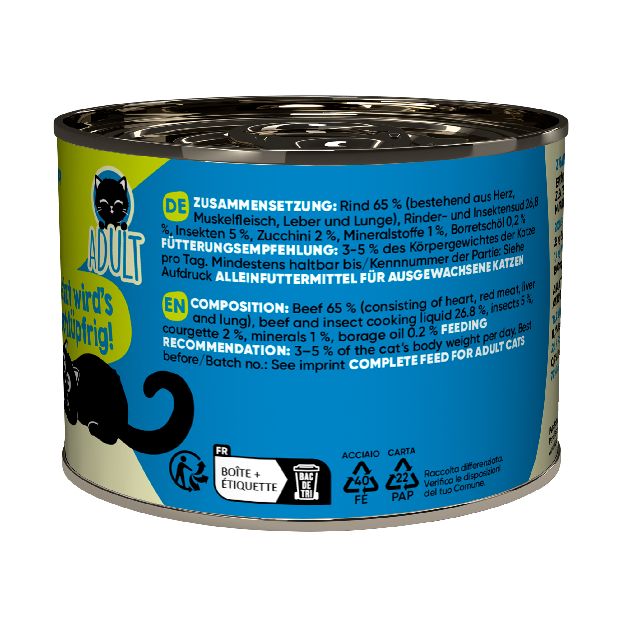 Katzenfutter Adult Rind, Insekten 200 g