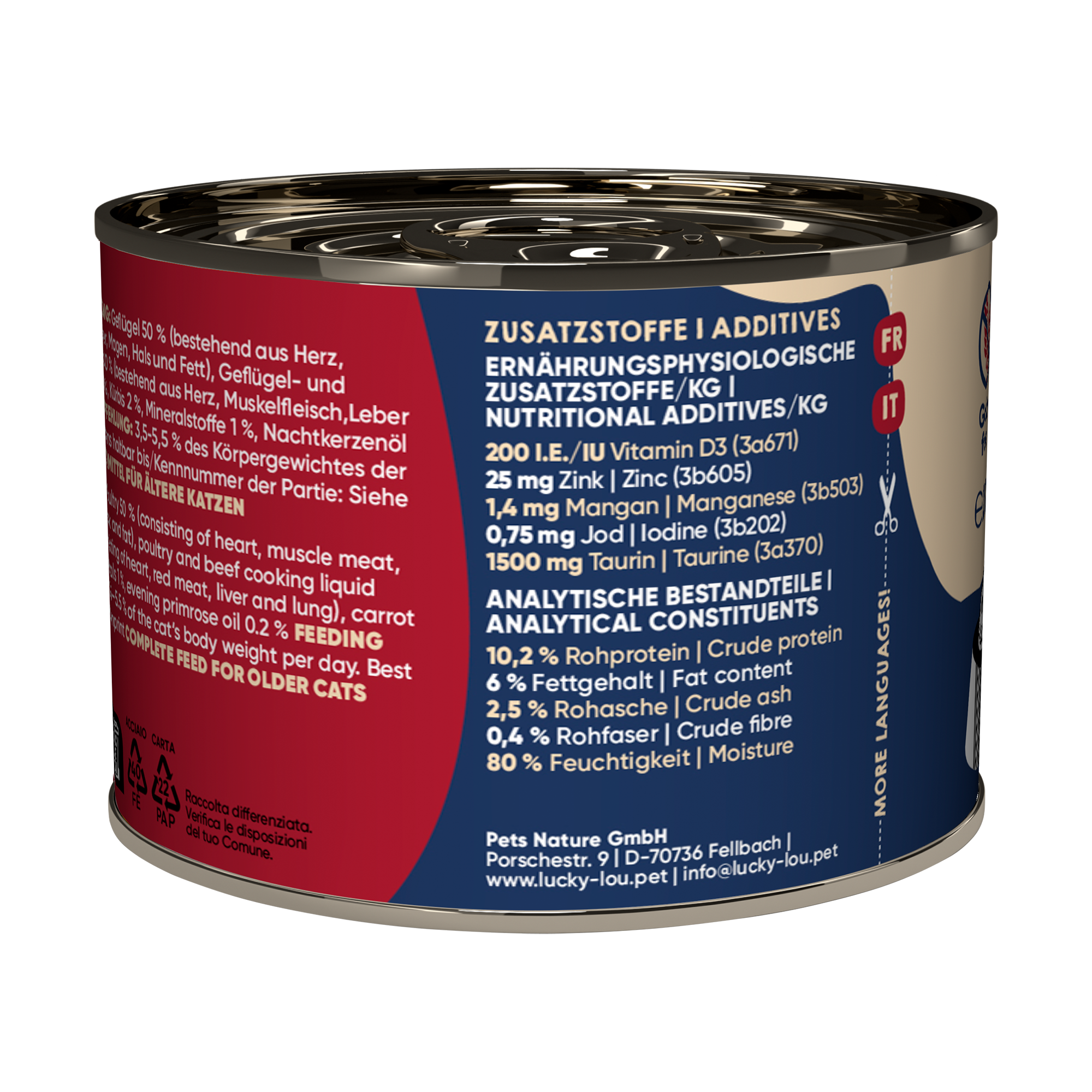 Katzenfutter Senior Geflügel, Rind 200 g
