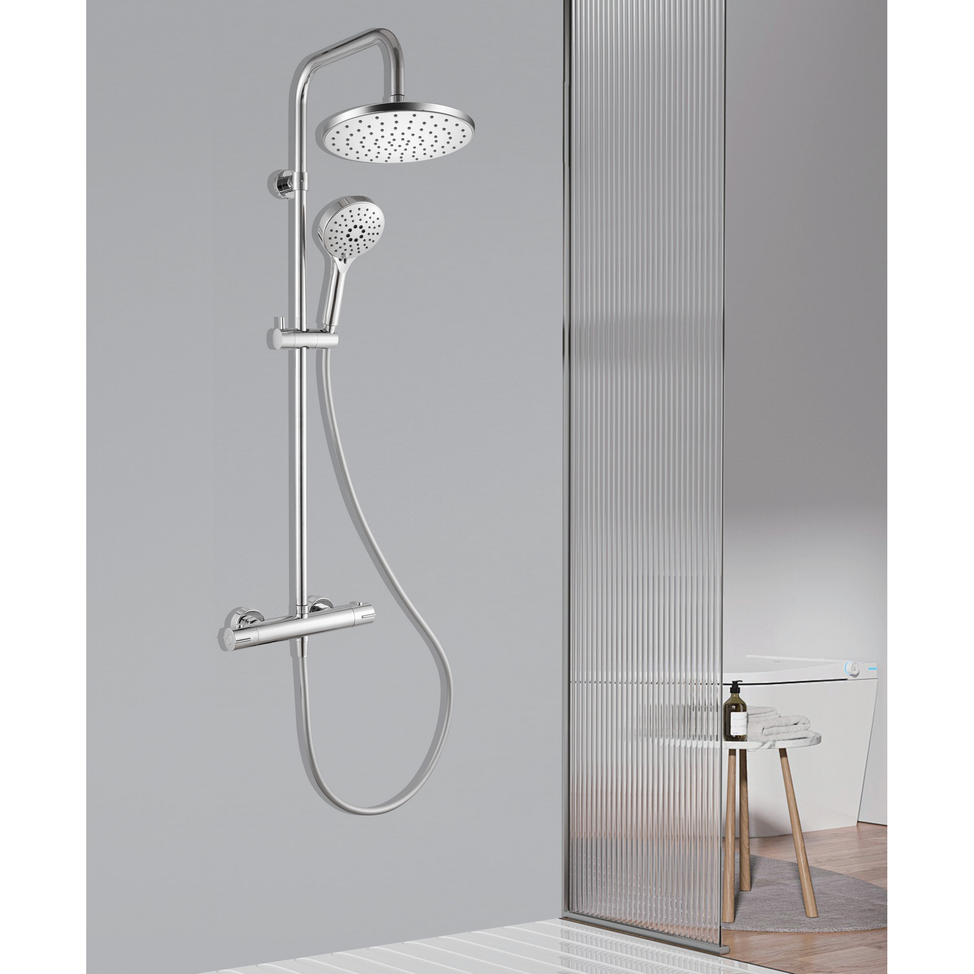 Duschsäule 'Hamburg' chromfarben mit Thermostatarmatur