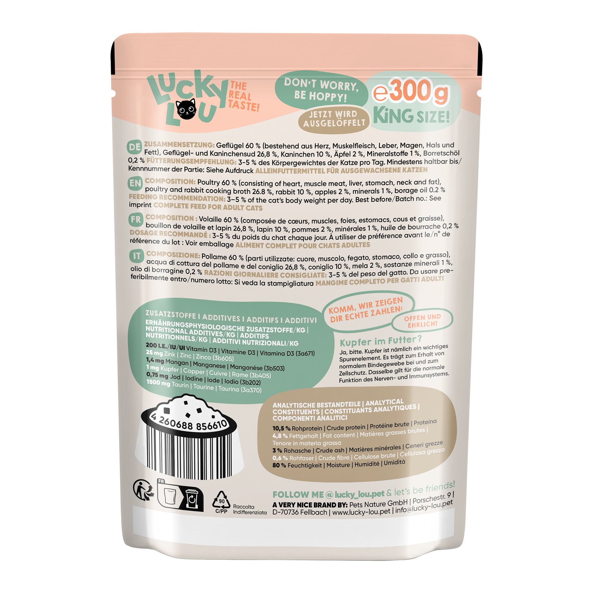 Katzenfutter Adult Geflügel, Kaninchen 300 g