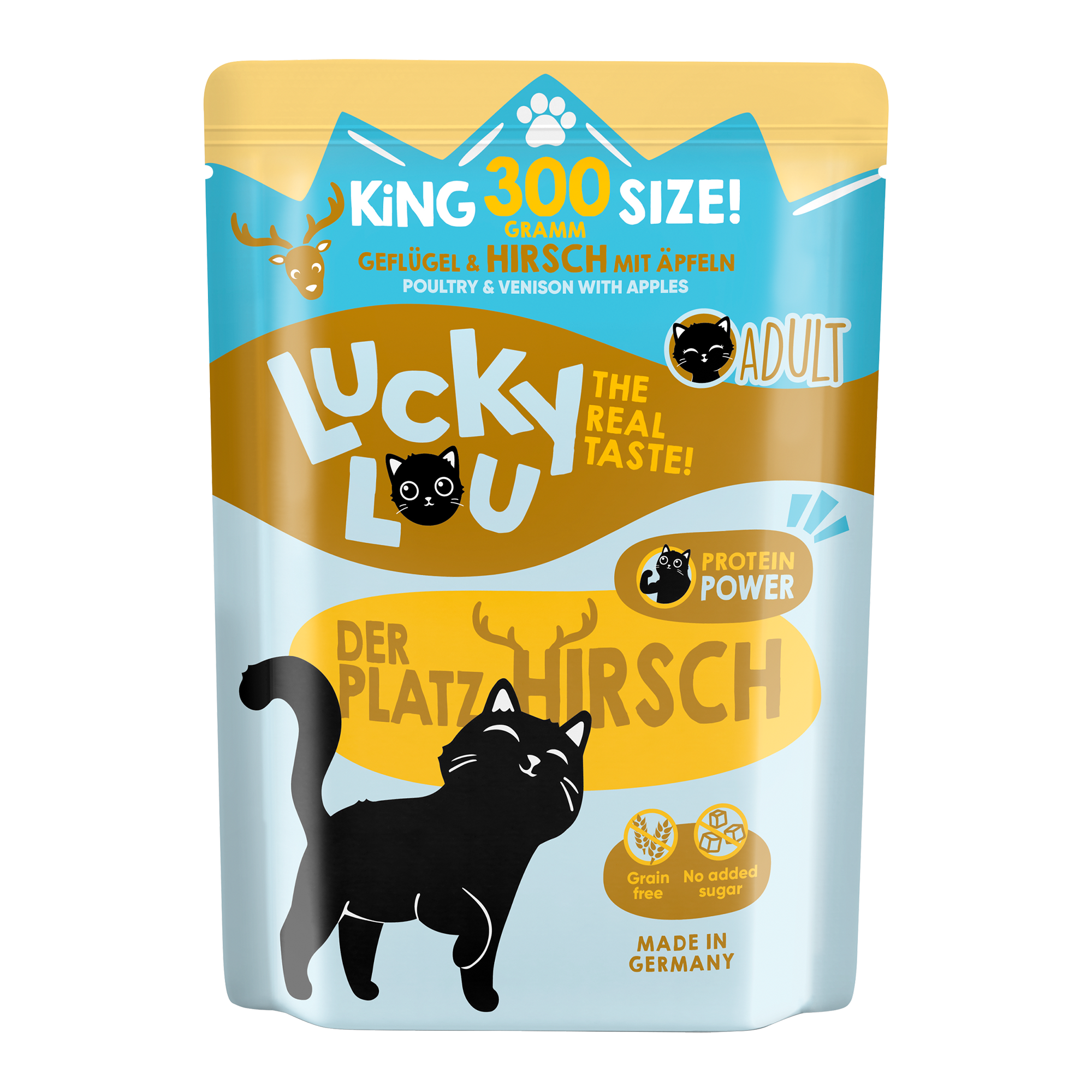Katzenfutter Adult Geflügel, Hirsch 300 g