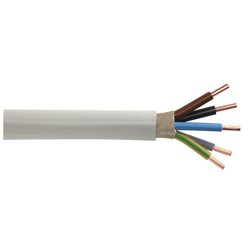Feuchtraumkabel NYM-J 5 x 6 mm² grau, 25 m
