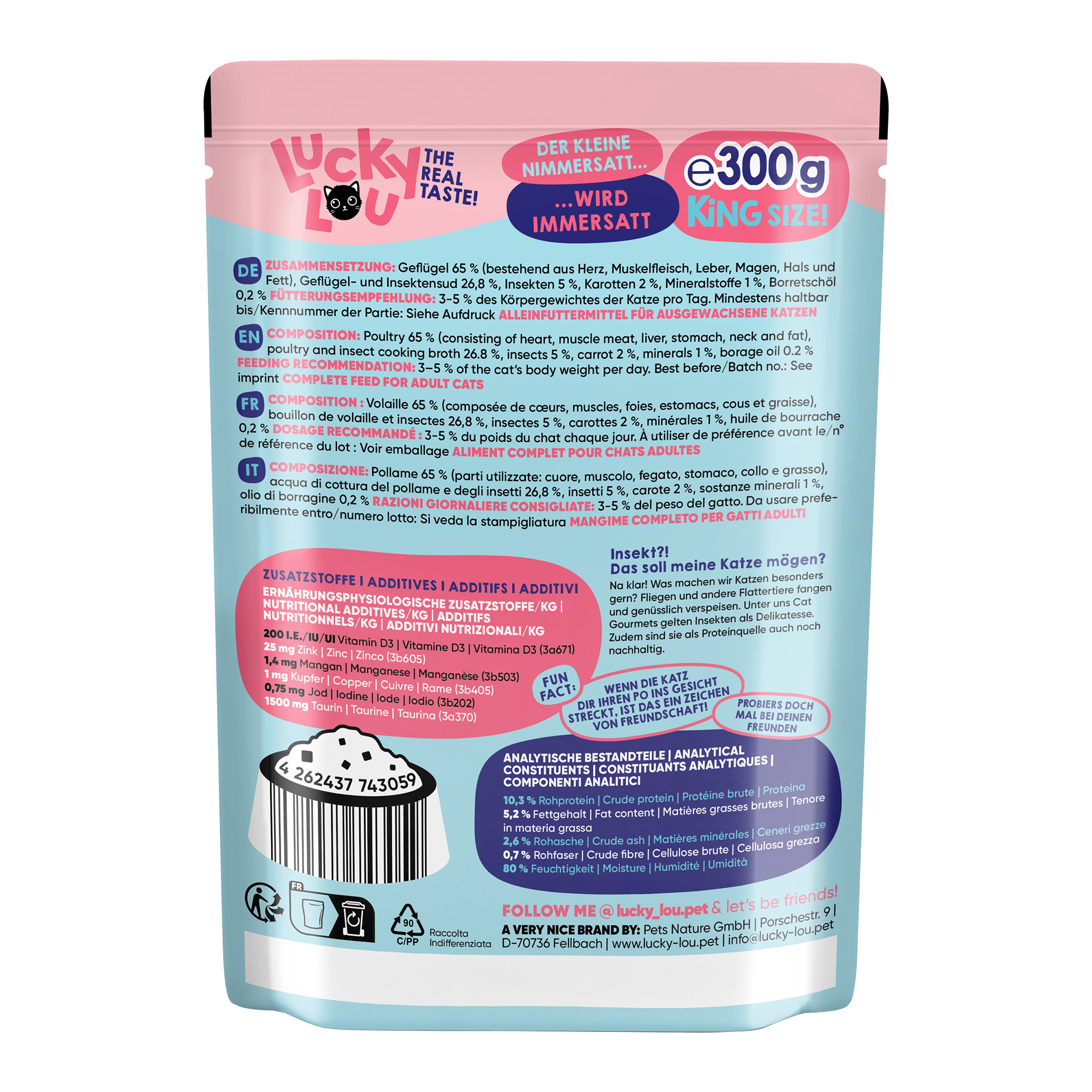 Katzenfutter Adult Geflügel, Insekten 300 g