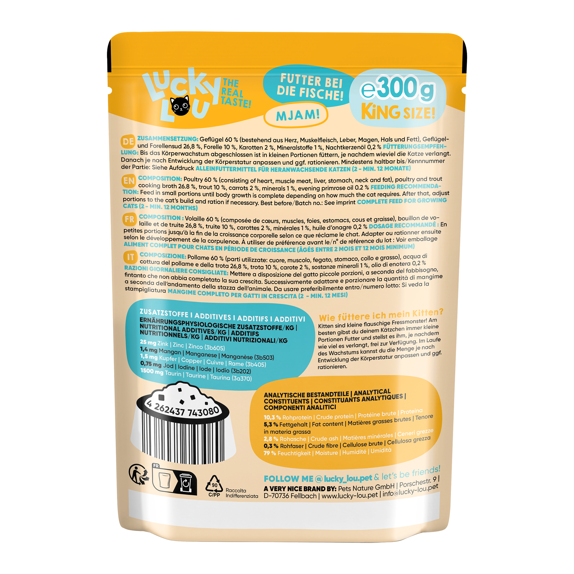 Katzenfutter Kitten Geflügel, Forelle 300 g