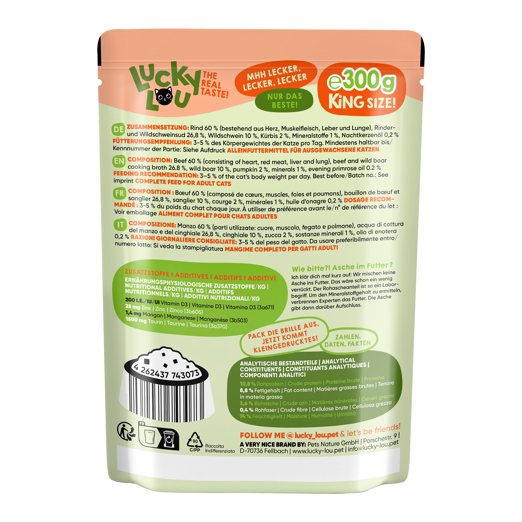 Katzenfutter Adult Rind, Wildschwein 300 g