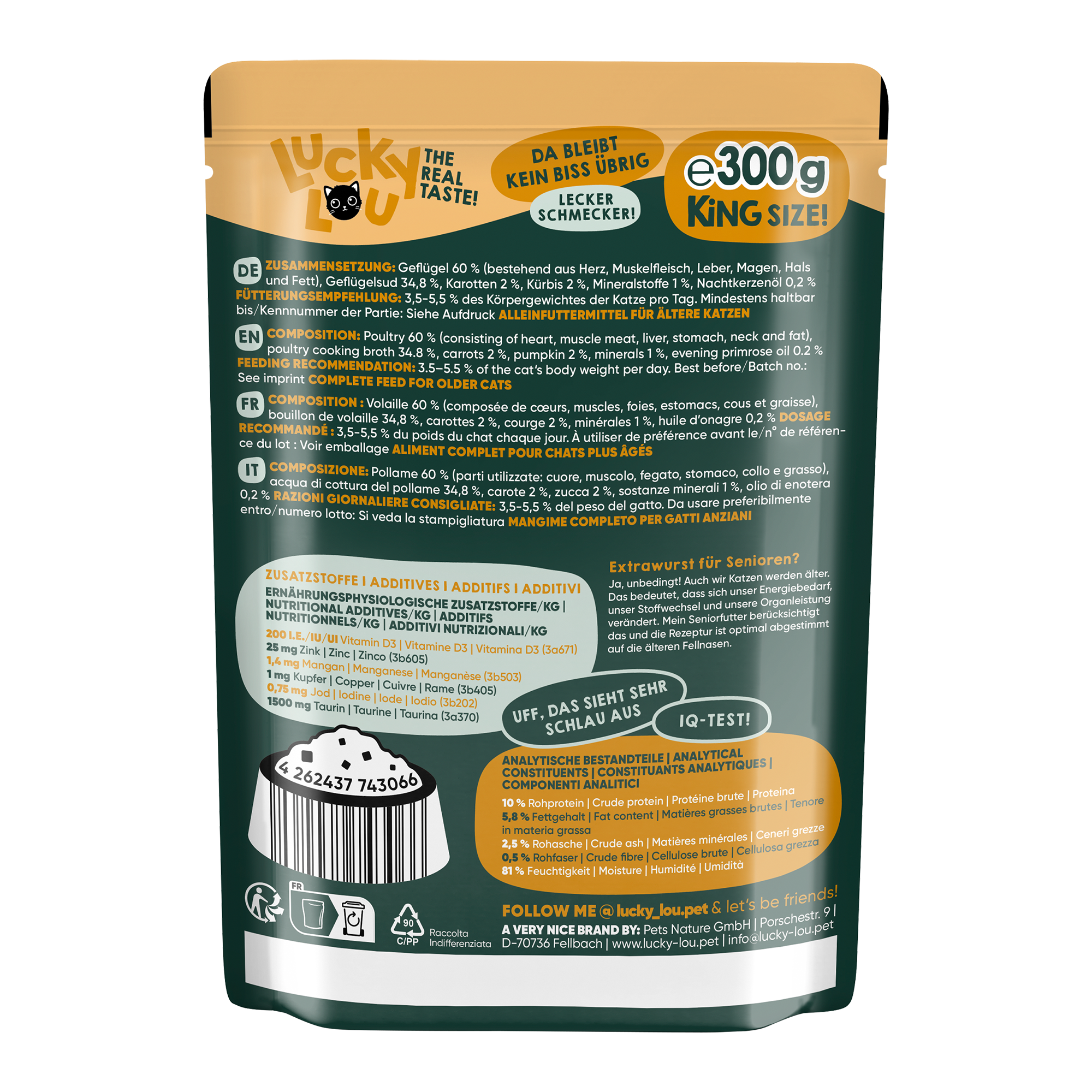 Katzenfutter Senior Geflügel 300 g
