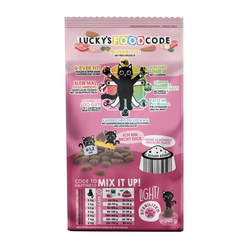 Katzenfutter Light Geflügel, Lamm 340 g