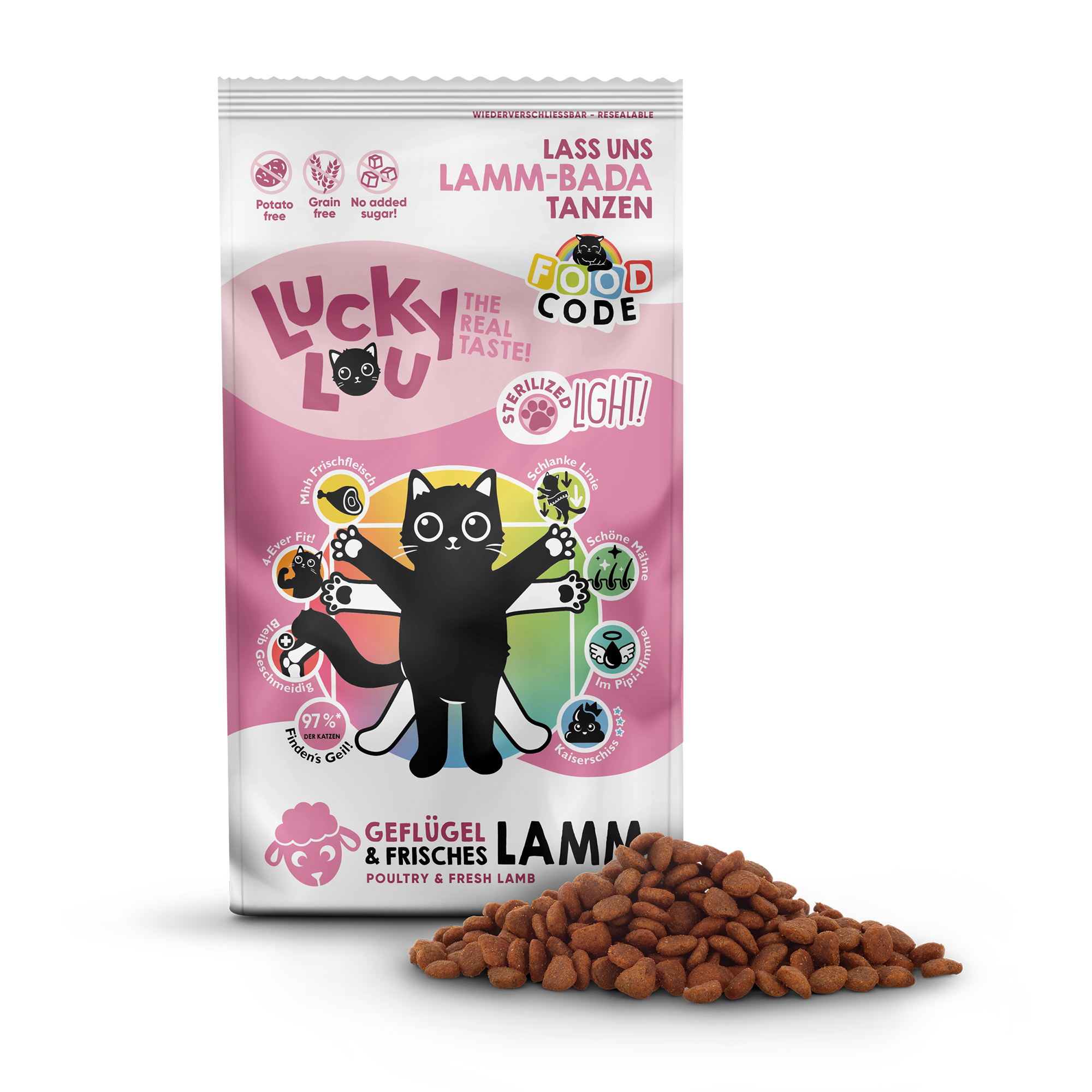 Katzenfutter Light Geflügel, Lamm 340 g