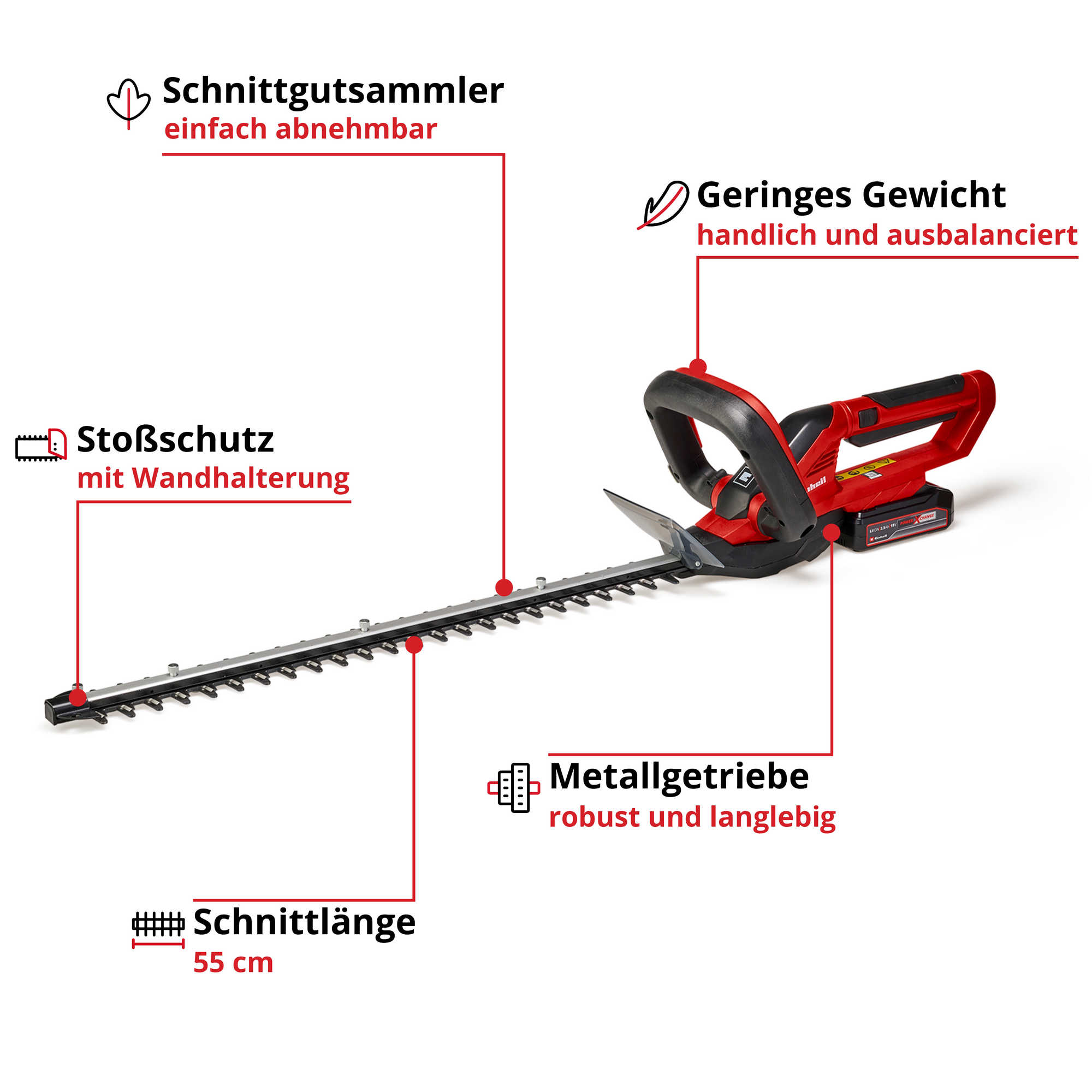 Akku-Heckenschere 'GC-CH 1855/1 Li Kit' mit Akku und Ladegerät