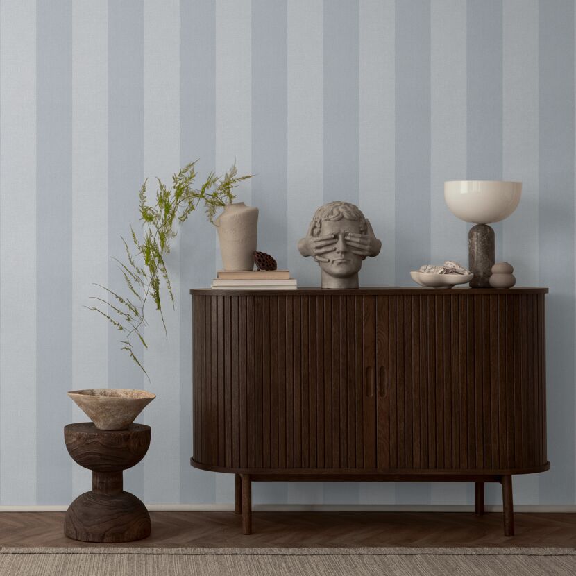 Vliestapete 'Pure Elegance' Streifen blaugrau 10,05 x 0,53 m