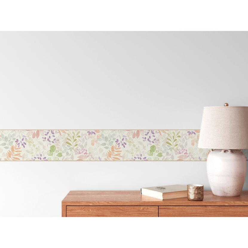 Bordüre 'Aquarellblume' beige-bunt 5 x 0,17 m