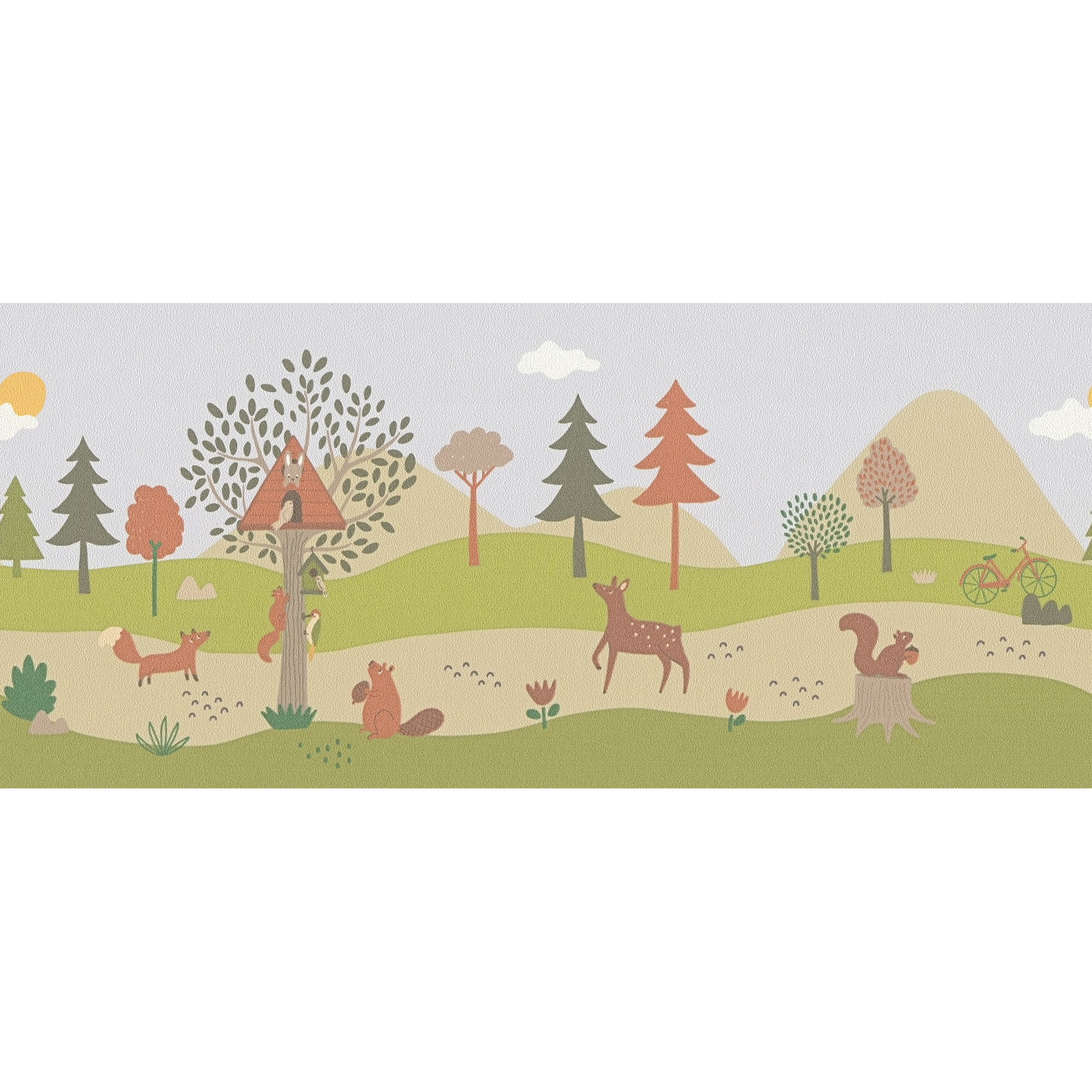 Bördüre 'Waldtiere' grün-rot 5 x 0,17 m