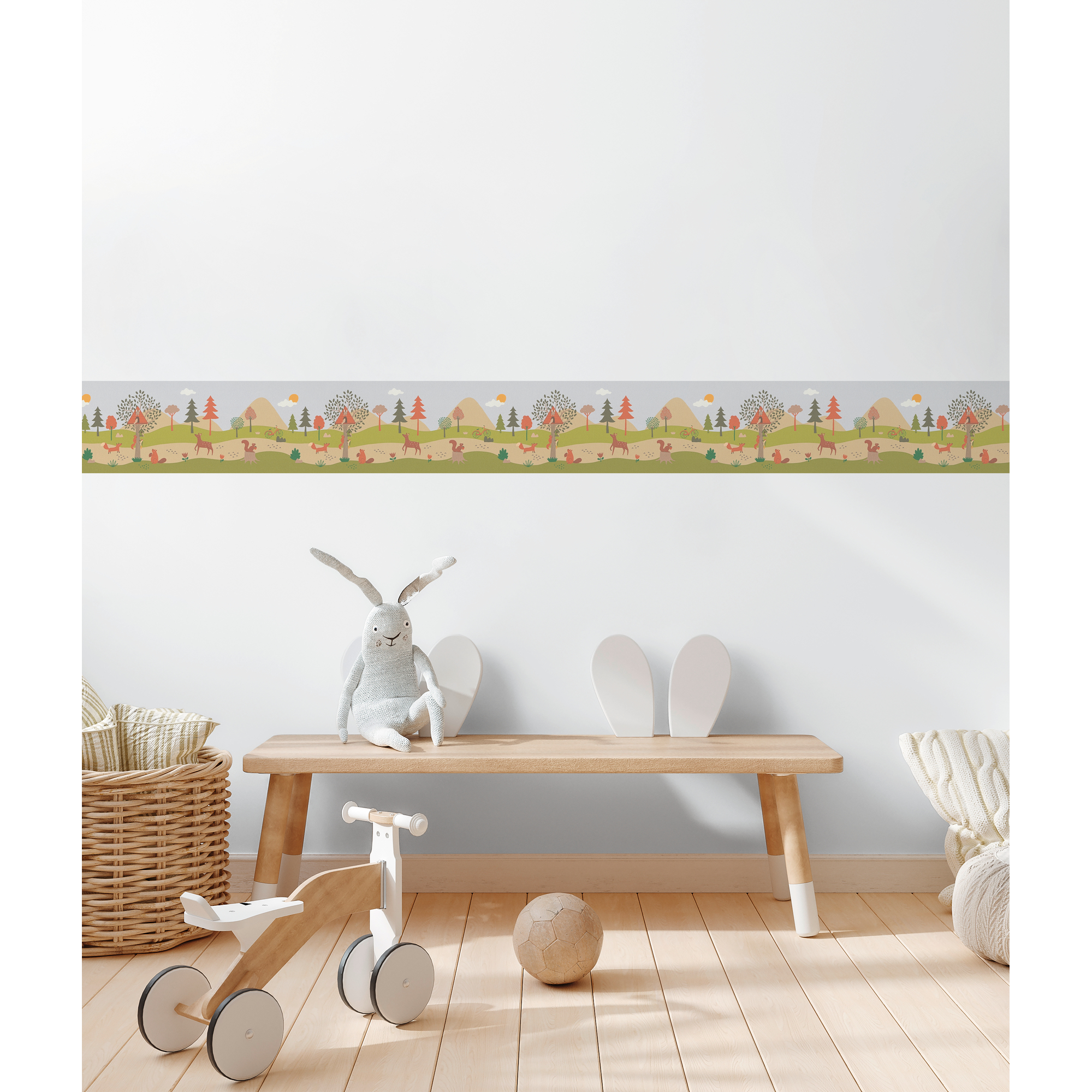 Bördüre 'Waldtiere' grün-rot 5 x 0,17 m