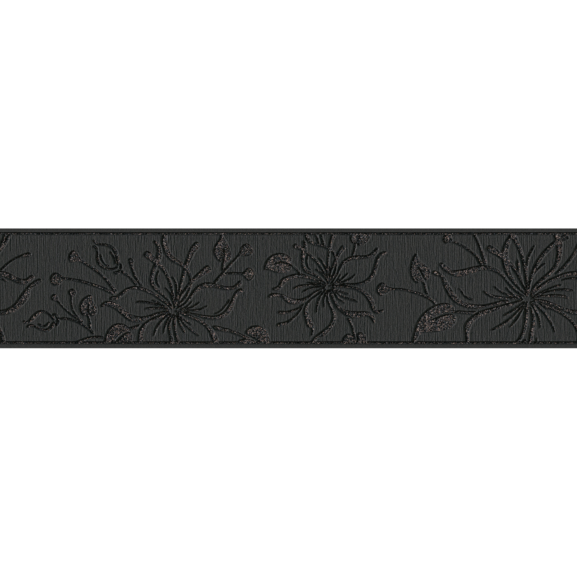 Bordüre 'Only Borders 11' Floral schwarz Glitzer 5 x 0,13 m