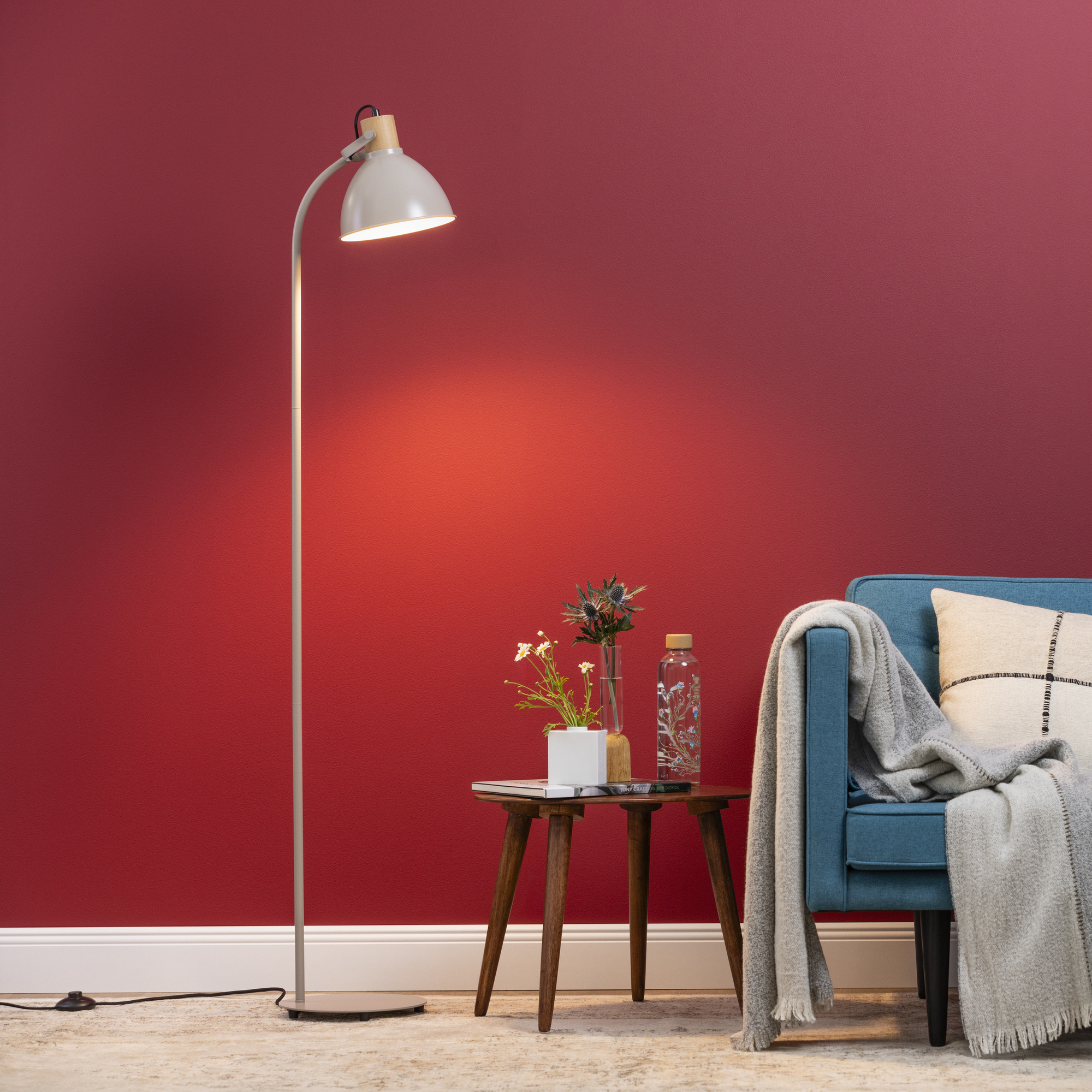 Stehleuchte 'Erena' Metall/Holz taupe E27