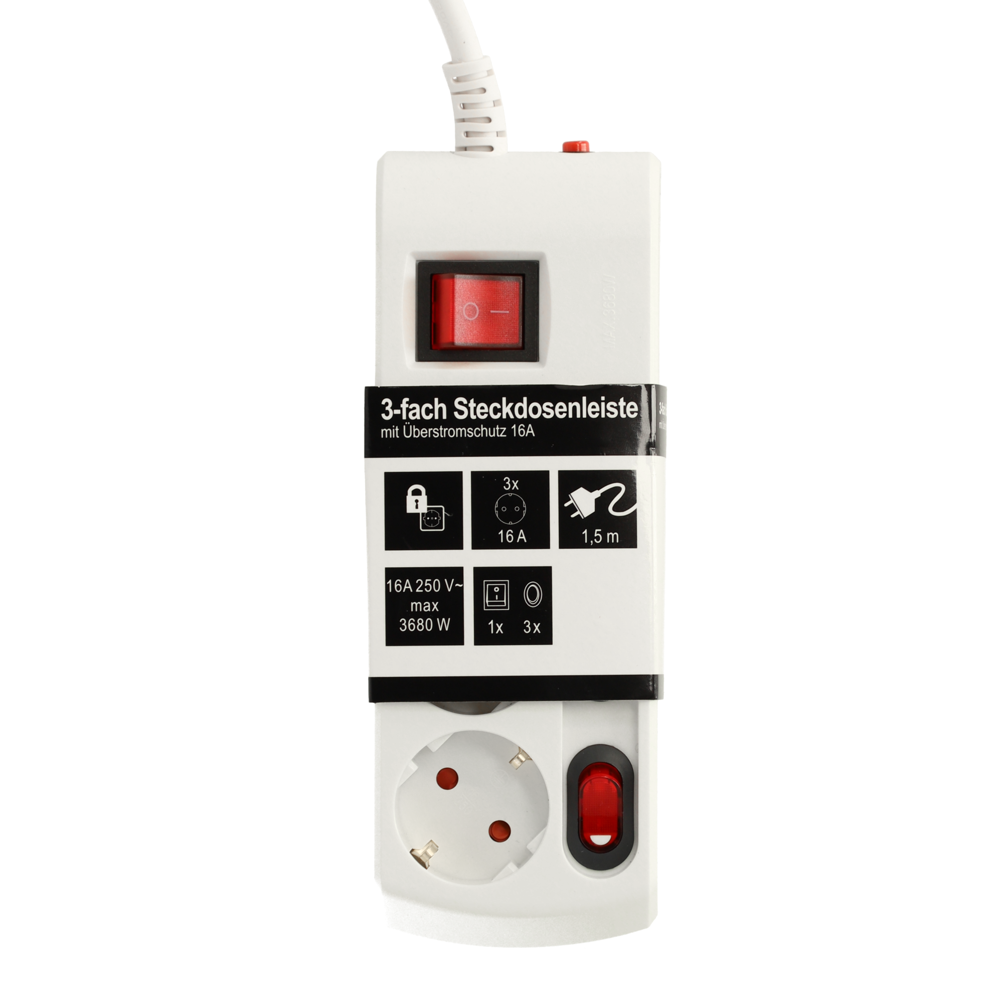 Steckerleiste mit Schalter 3-fach weiß
