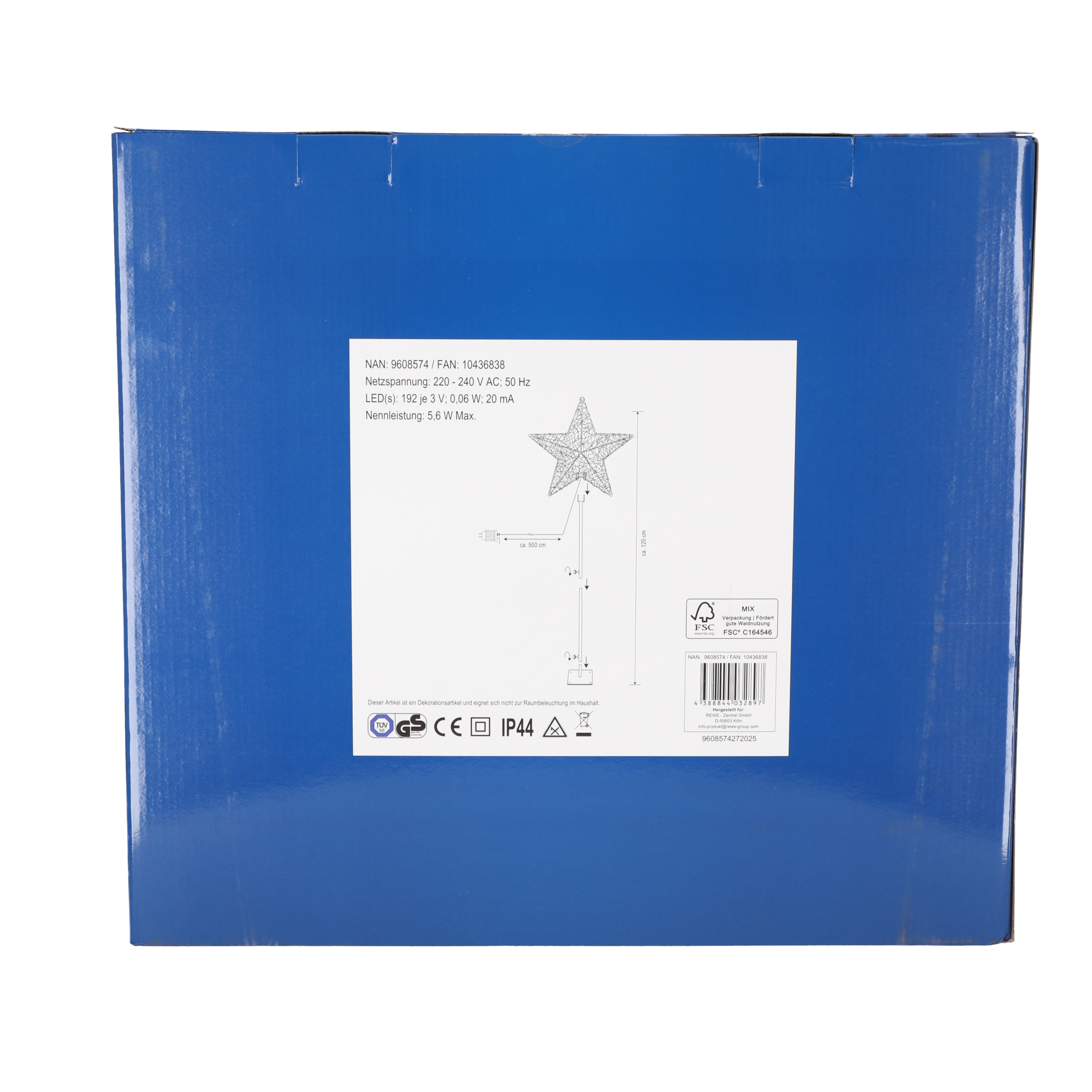 LED-Metall-Stern mit 192 LED 120 cm