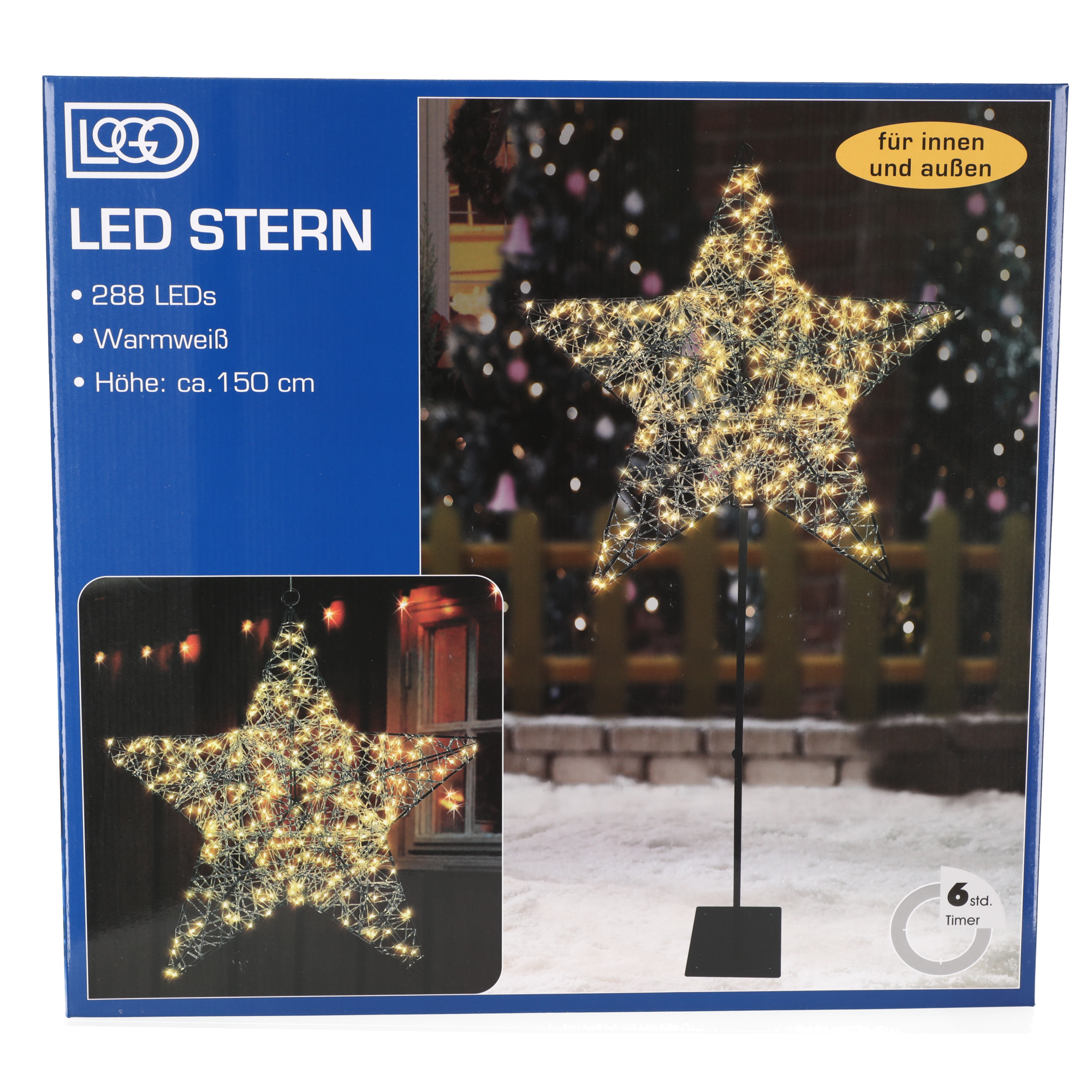 LED-Metall-Stern mit 288 LED 150 cm