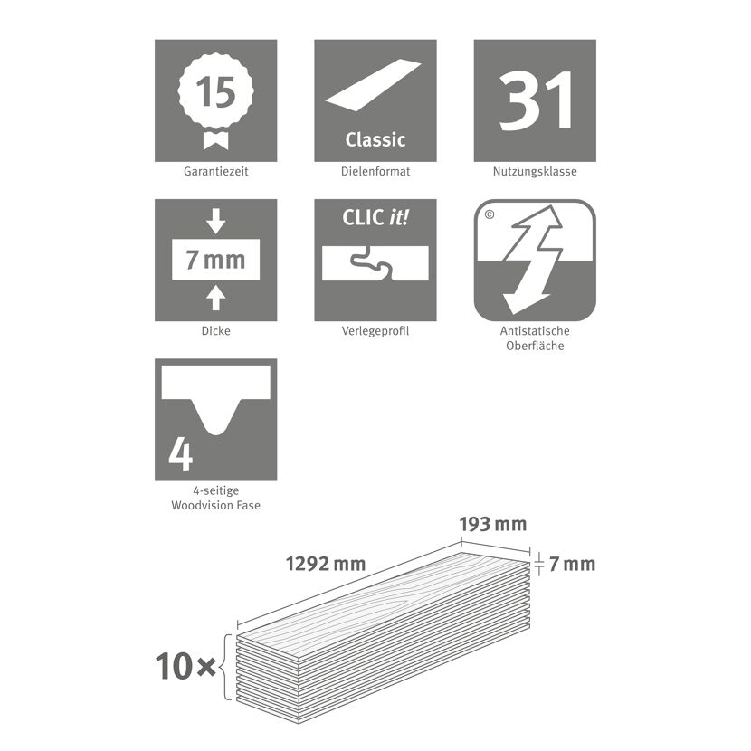 Laminat 'NatureSense' EL1061 Achensee Eiche 7 mm