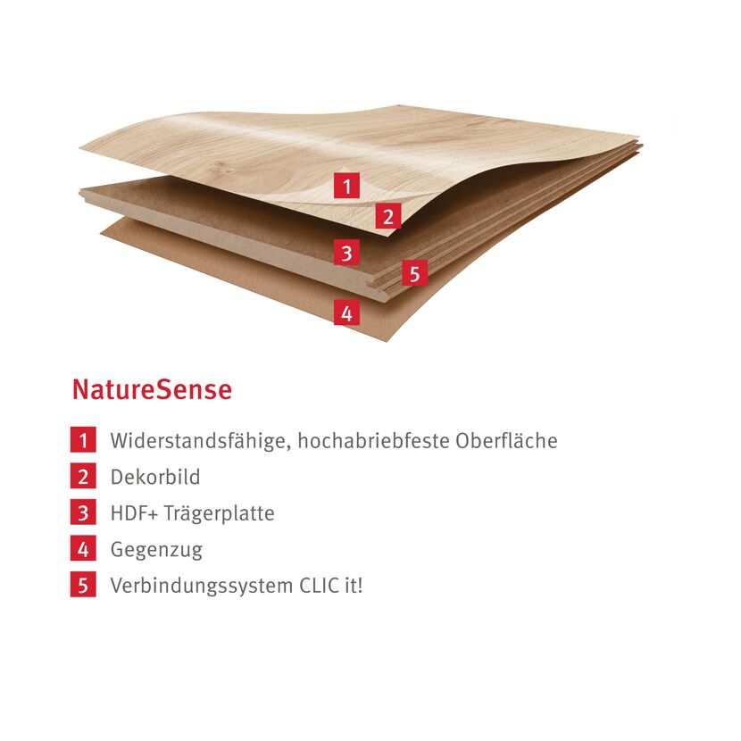 Laminat 'NatureSense' EL1061 Achensee Eiche 7 mm