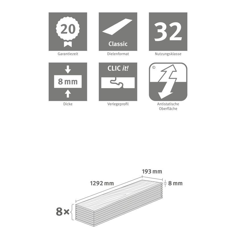 Laminat 'NatureSense' EL2863 Asgil Eiche honig 8 mm